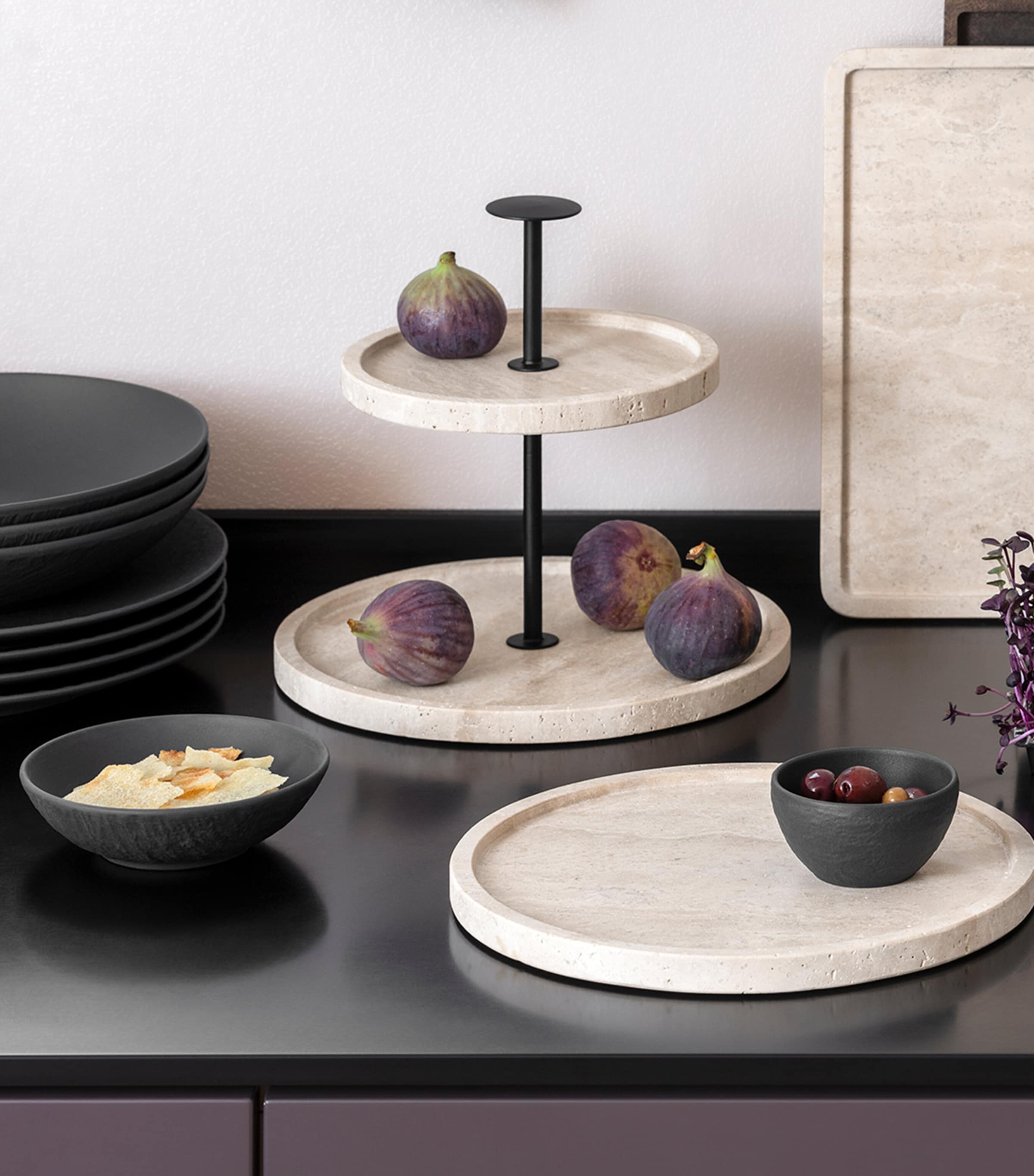 Manufacture Travertine Cake Stand BEIGE Image 3