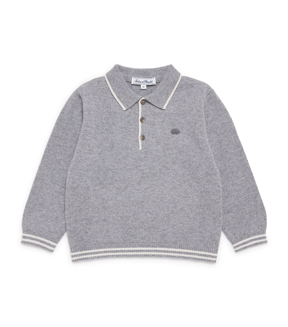 Wool Polo Sweater (5-12 Years) 22 GRIS CHINÉ MOYEN Image 1