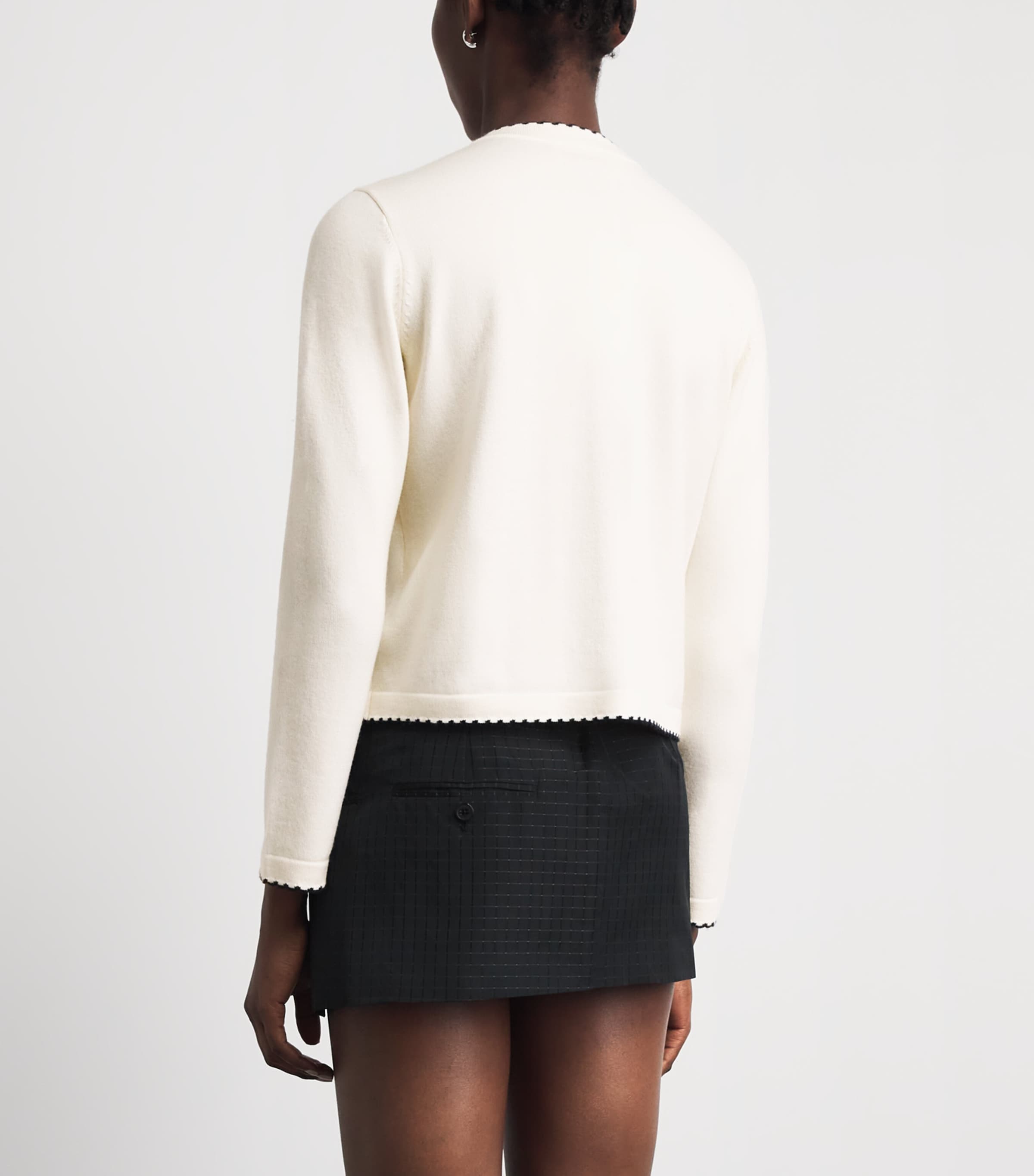 Tory Burch Womens Wool-Blend Kendra Cardigan New Ivry/mdm Nvy Image 5