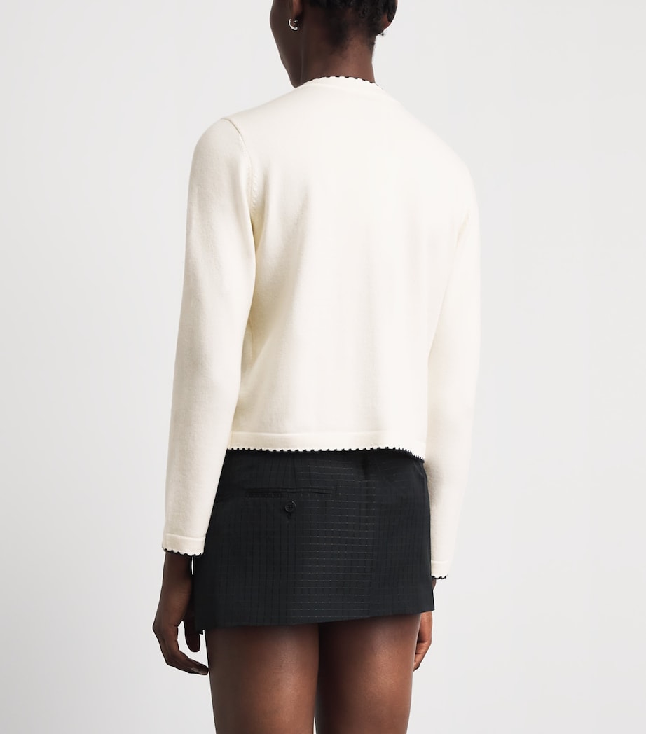 Tory Burch Womens Wool-Blend Kendra Cardigan New Ivry/mdm Nvy Image 5