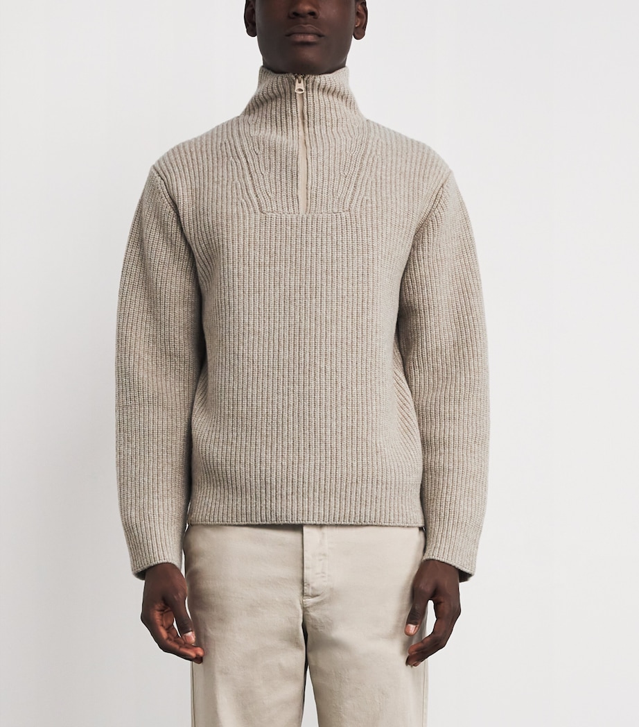 Wool Mario Quarter-Zip Sweater LT CAMEL A Image 3