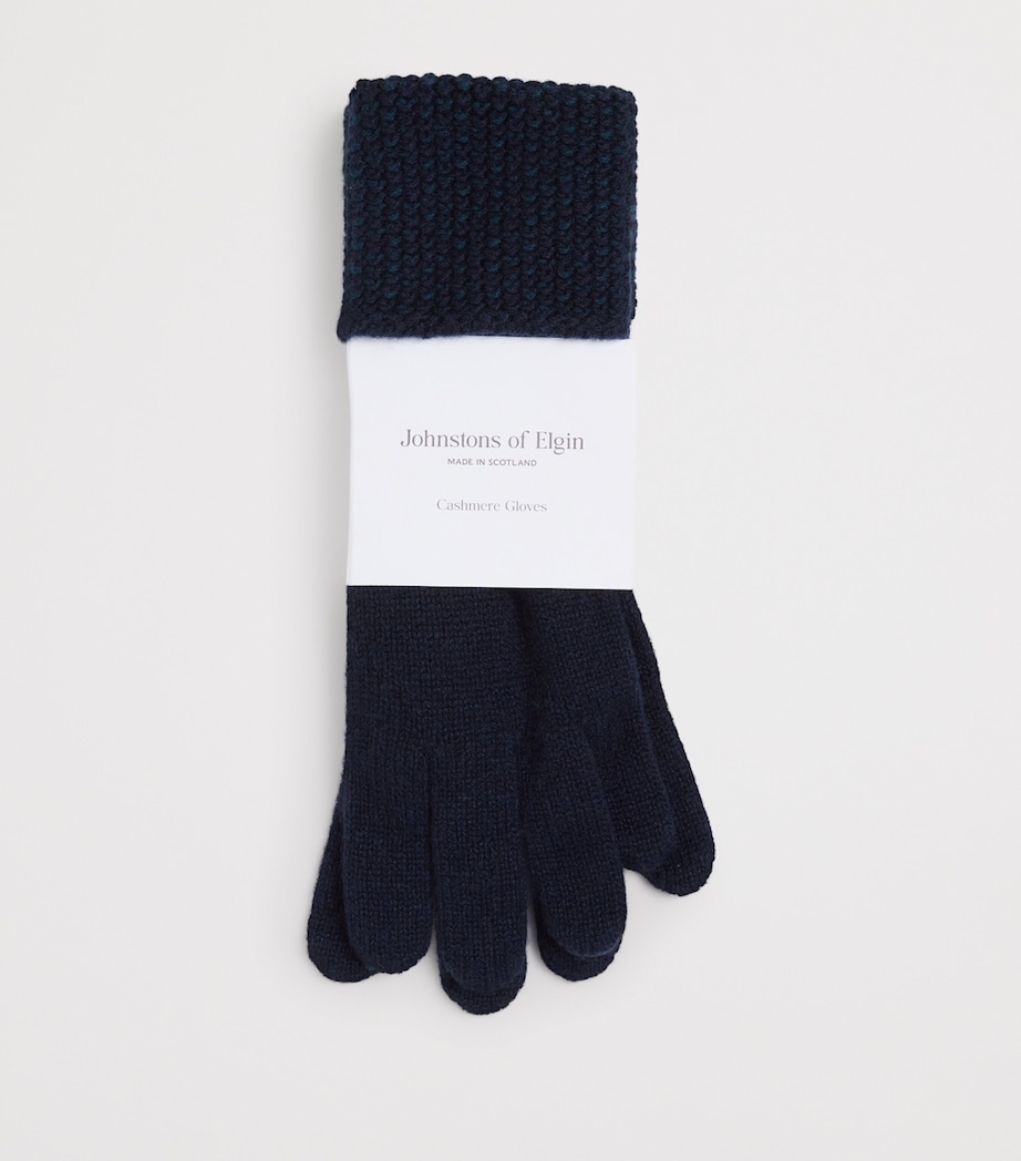 Cashmere Seed-Stitch Cuff Gloves Q25307 NAVY/ GREEN Image 2