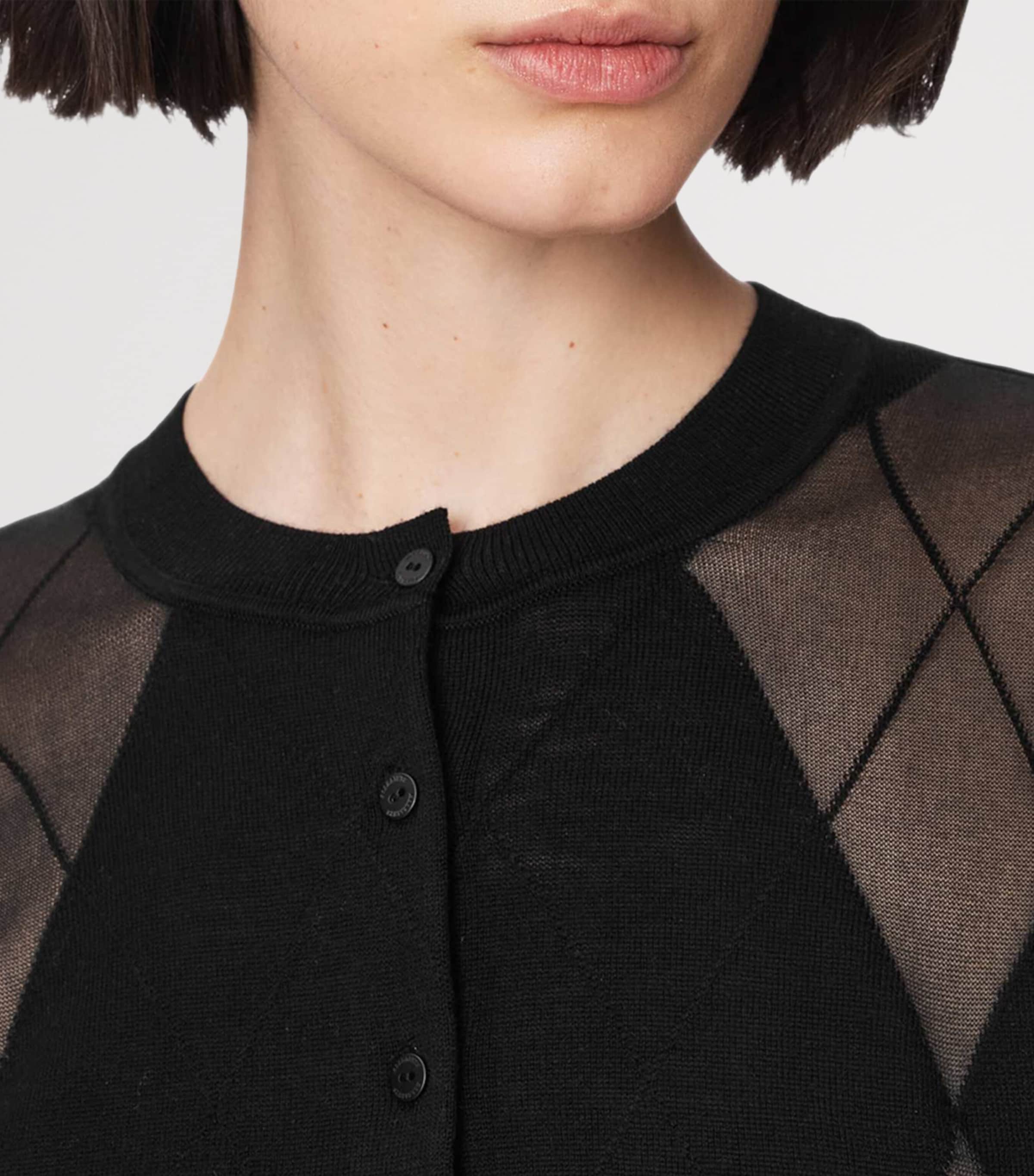 AllSaints Womens Wool-Blend Argyle Bern Cardigan Black Image 6