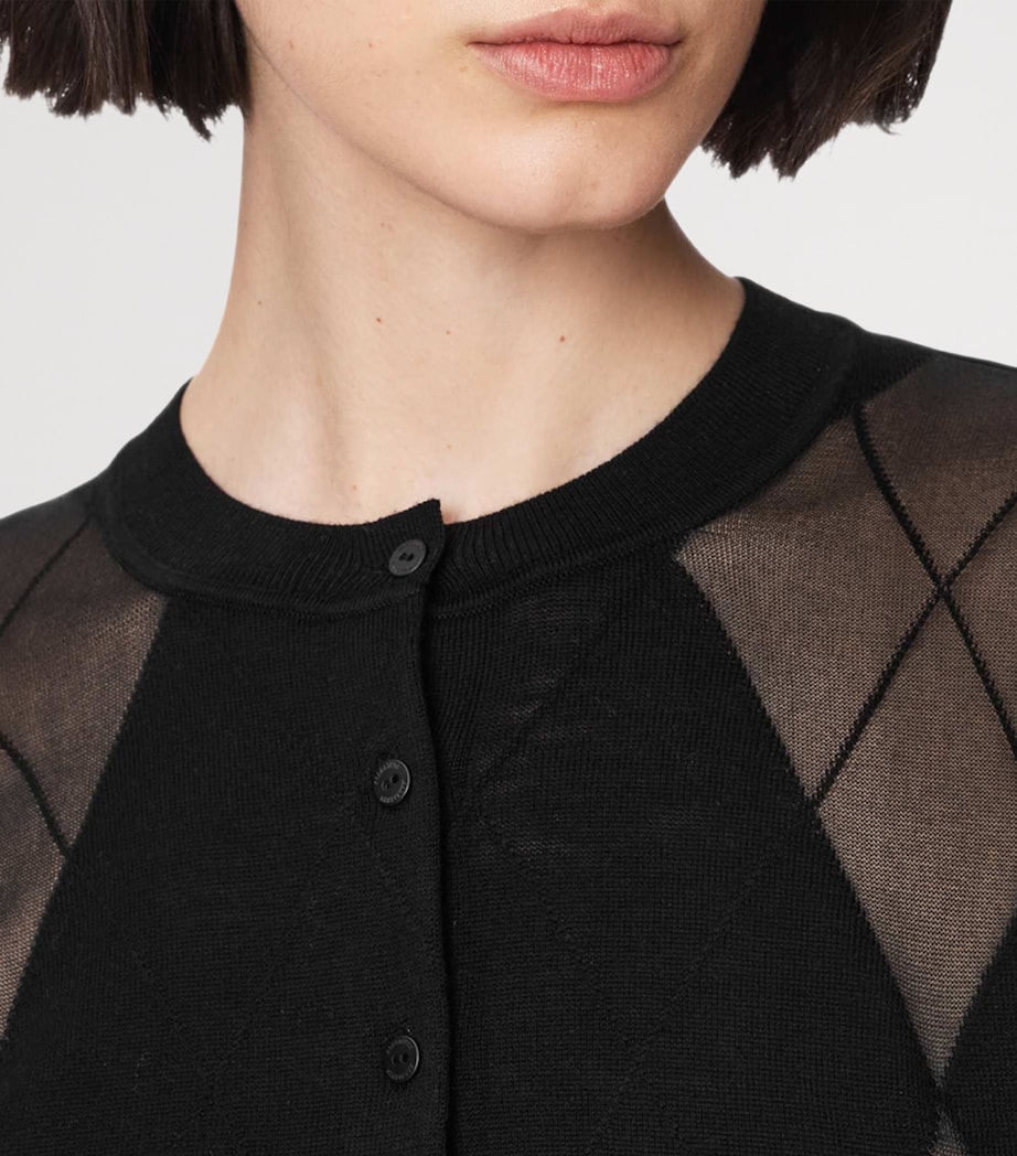 AllSaints Womens Wool-Blend Argyle Bern Cardigan Black Image 6
