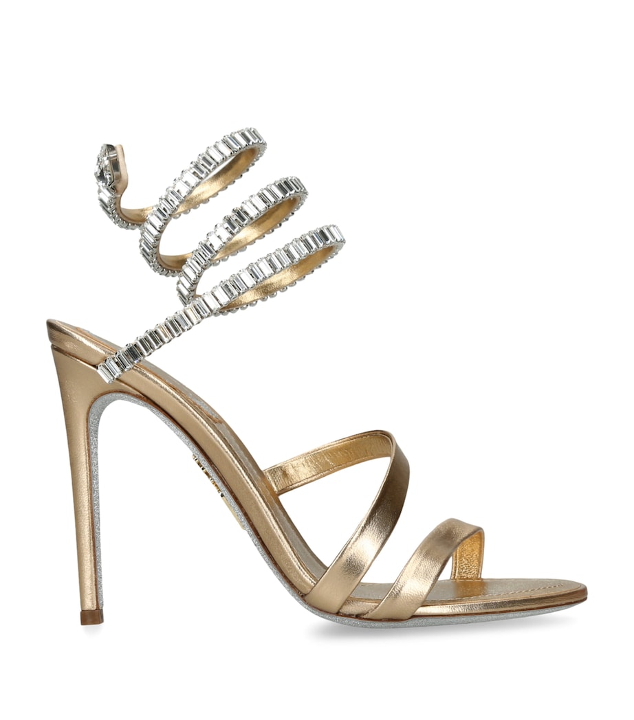 Leather Embellished Crystal Sandals 105 GOLD Image 1