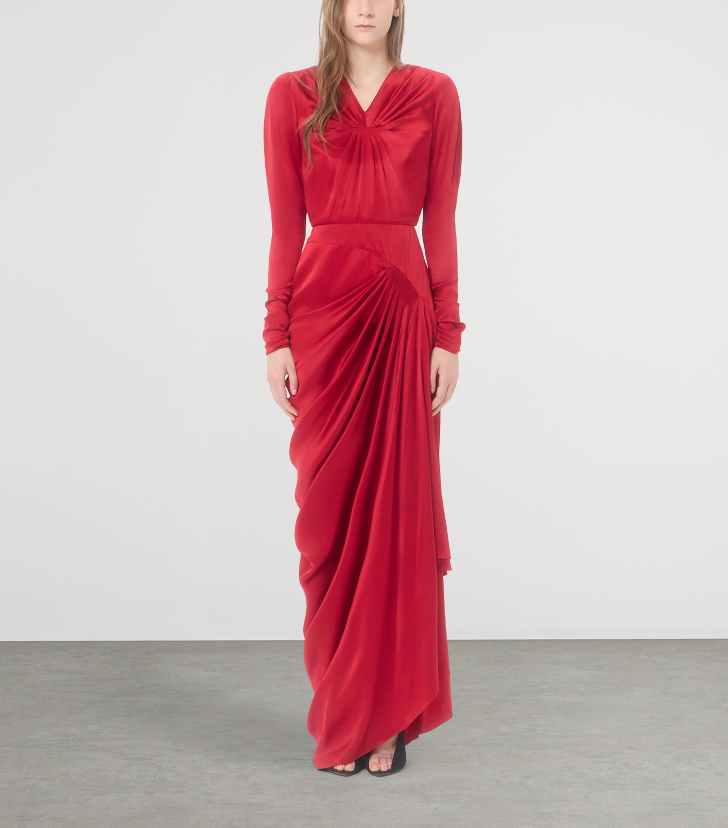 Valentino Womens Silk Satin Draped Gown Image 2