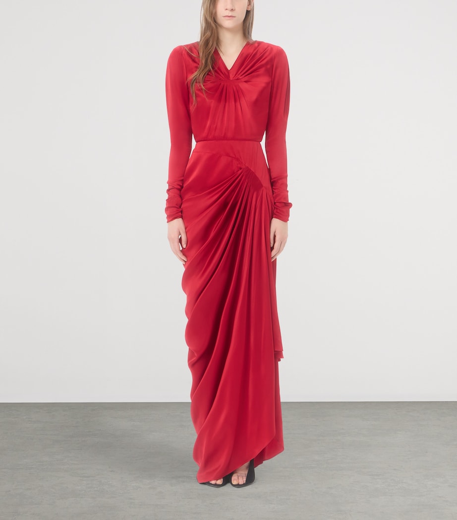 Valentino Womens Silk Satin Draped Gown Image 2