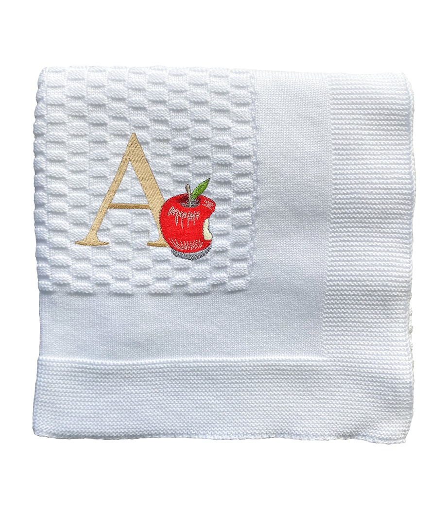 Cotton 'A' Monogram Blanket (95cm x 95cm) WHITE Image 1