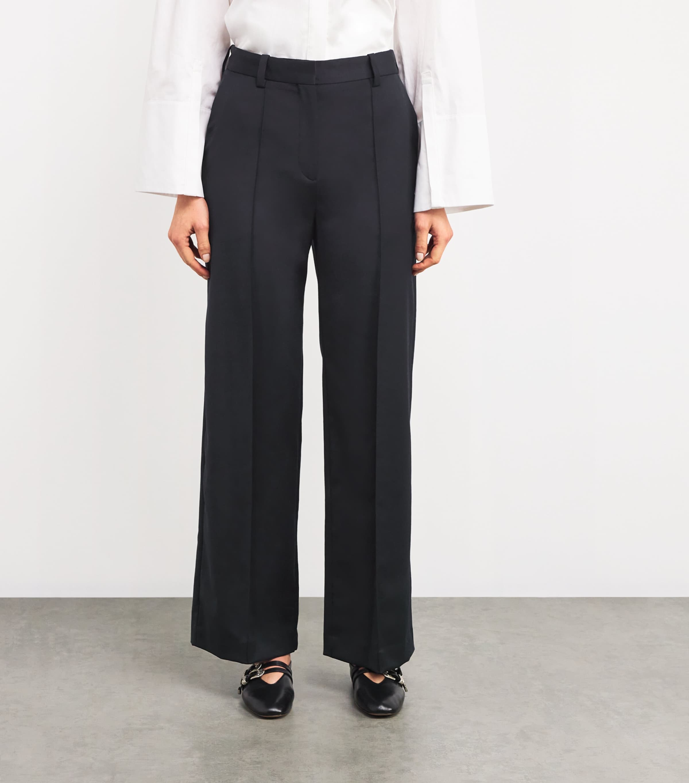Wool-Blend Tailored Trousers NAVY Image 3