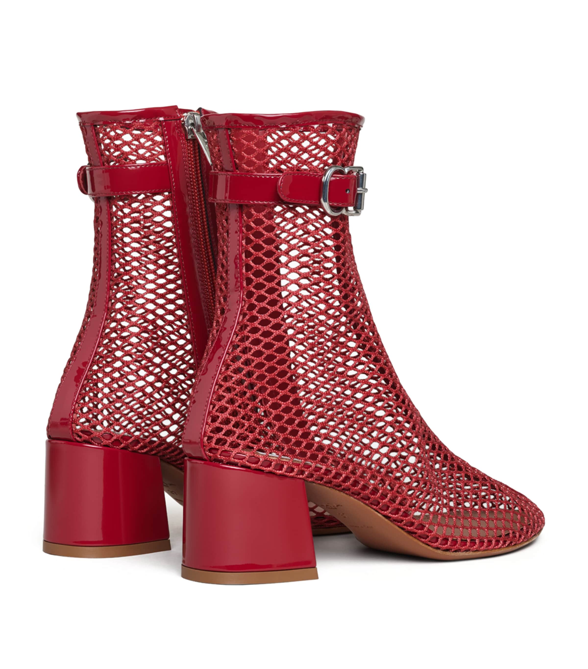 Alaïa Leather Mesh Ankle Boots 55 Carmine Image 3