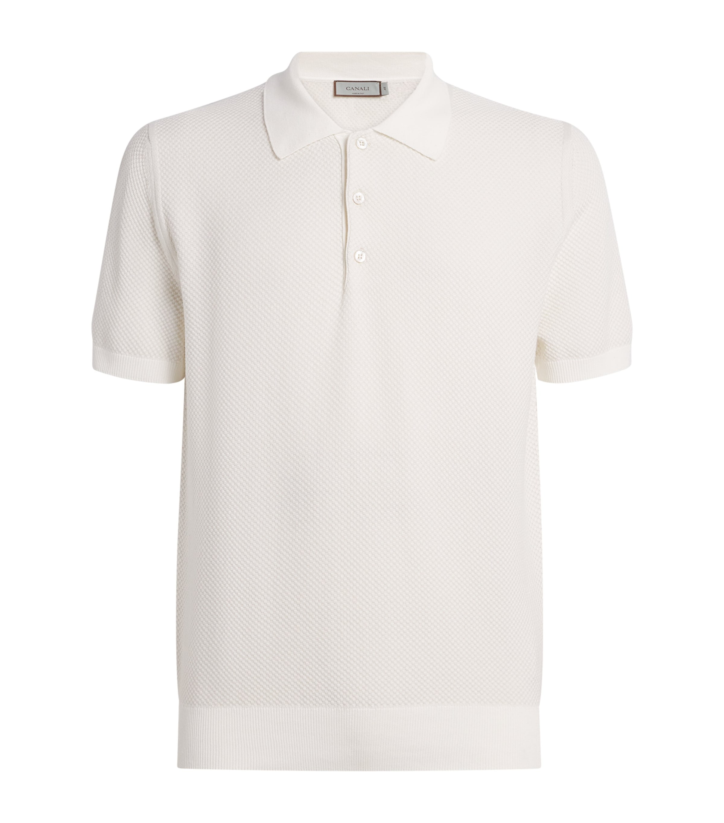 Canali Mens Cotton Micro-Jacquard Polo Shirt Image 1