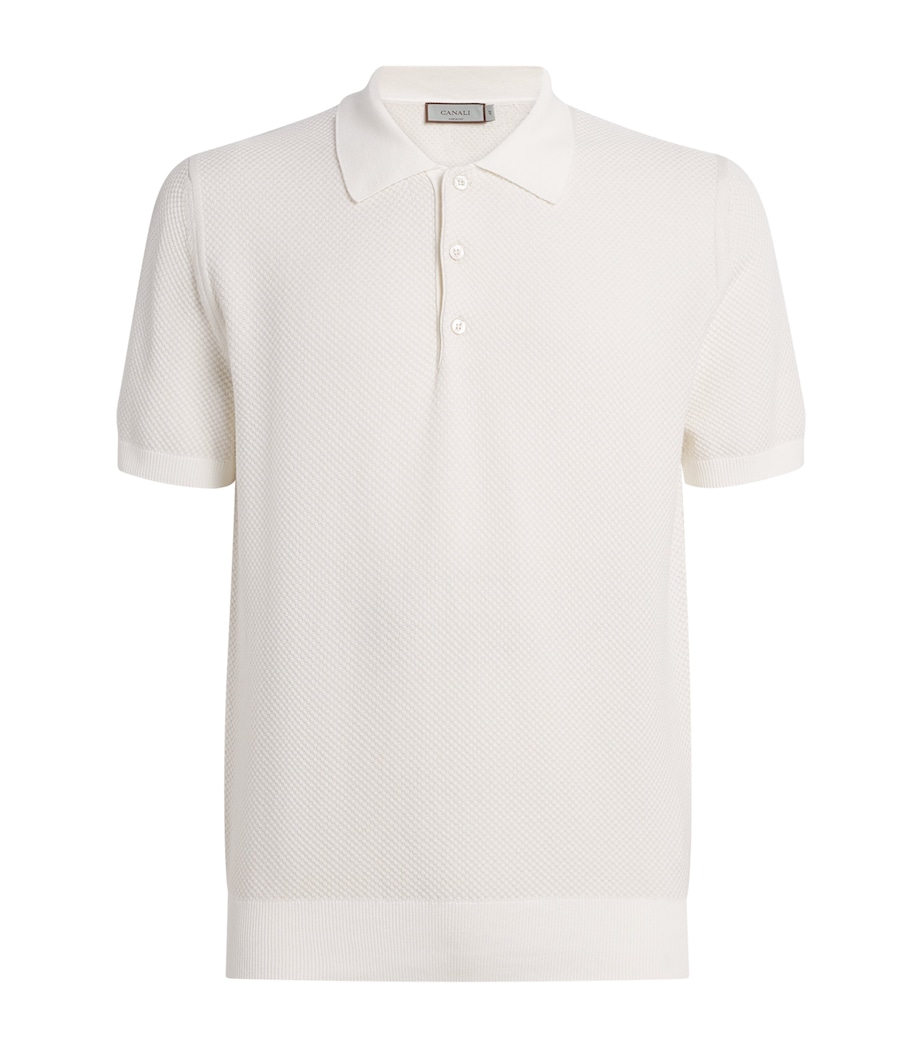 Canali Mens Cotton Micro-Jacquard Polo Shirt Image 1