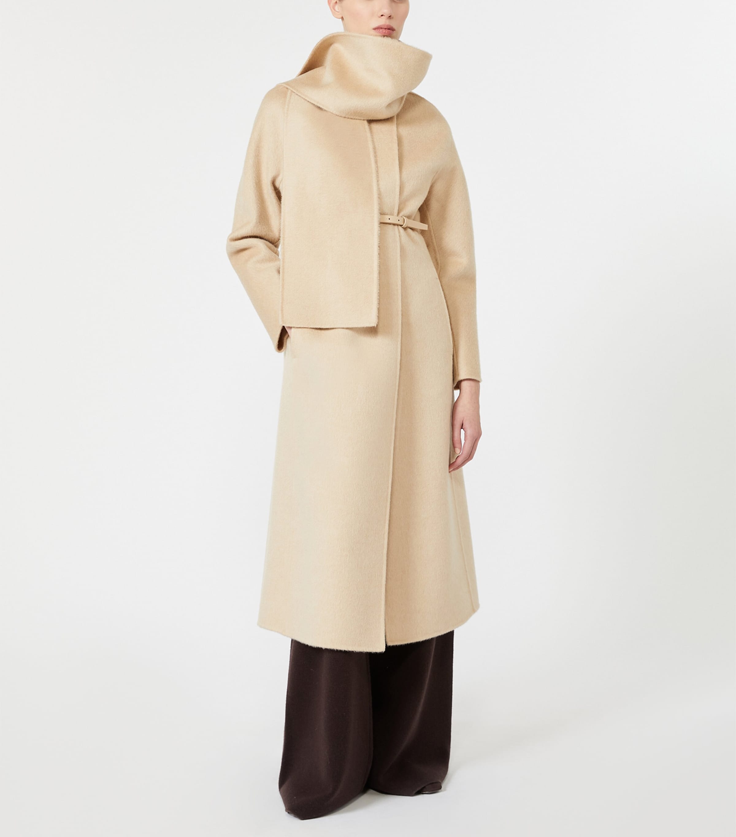 Max Mara Womens Camel-Mohair Wrap Coat Beige Image 2