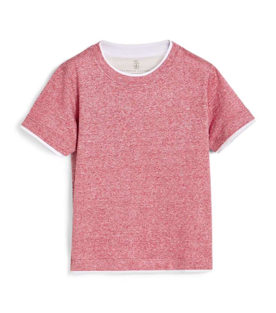 Brunello Cucinelli Kids Linen-Cotton Jersey Layered T-Shirt (4-6 Years) Image 1