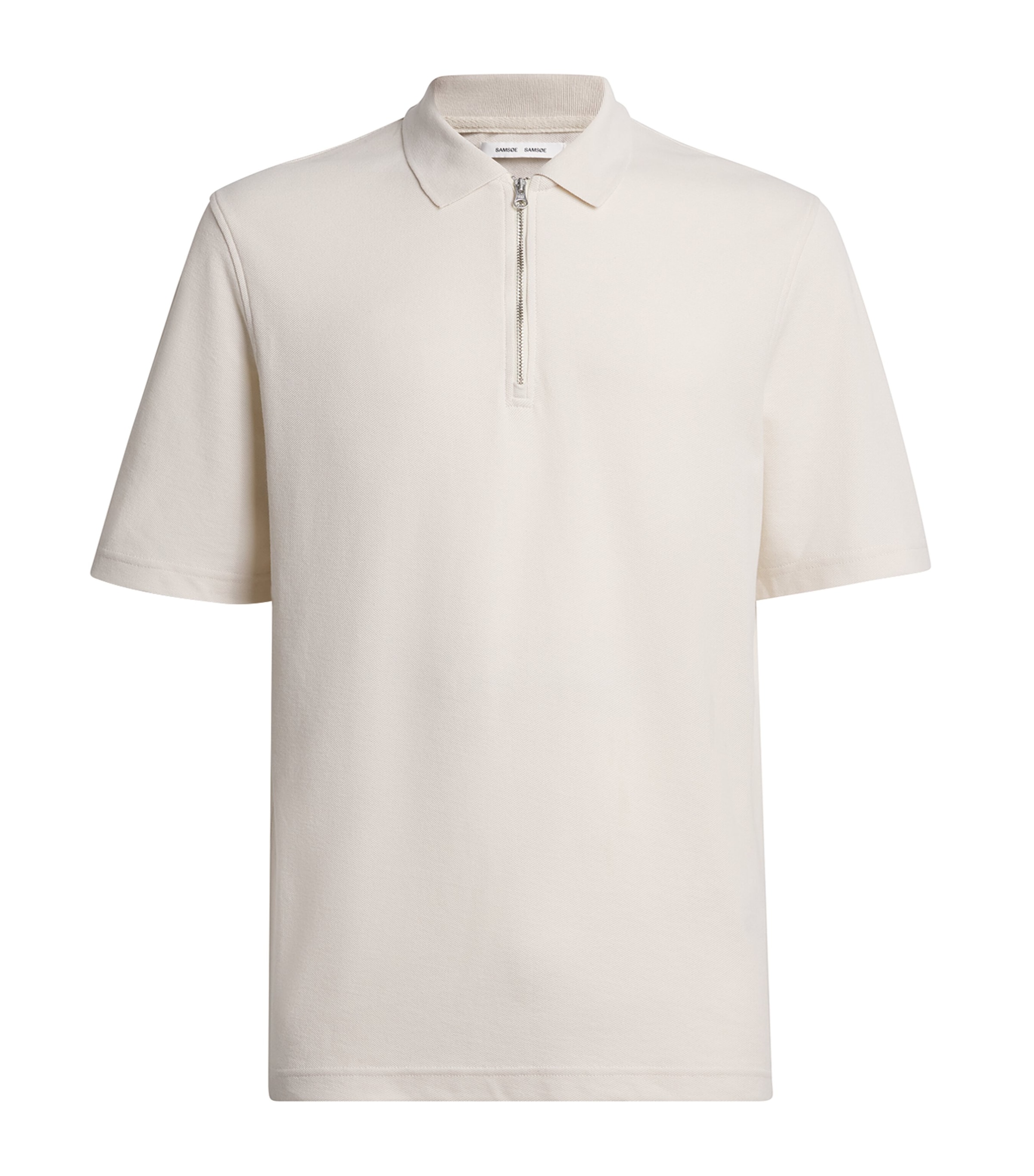 Samsøe Samsøe Mens Organic Cotton Zip-Up Polo Shirt Clr Cream Image 1