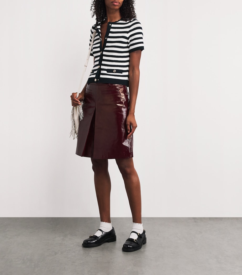 Cropped Stripe Cardigan WHITE/NAVY Image 2