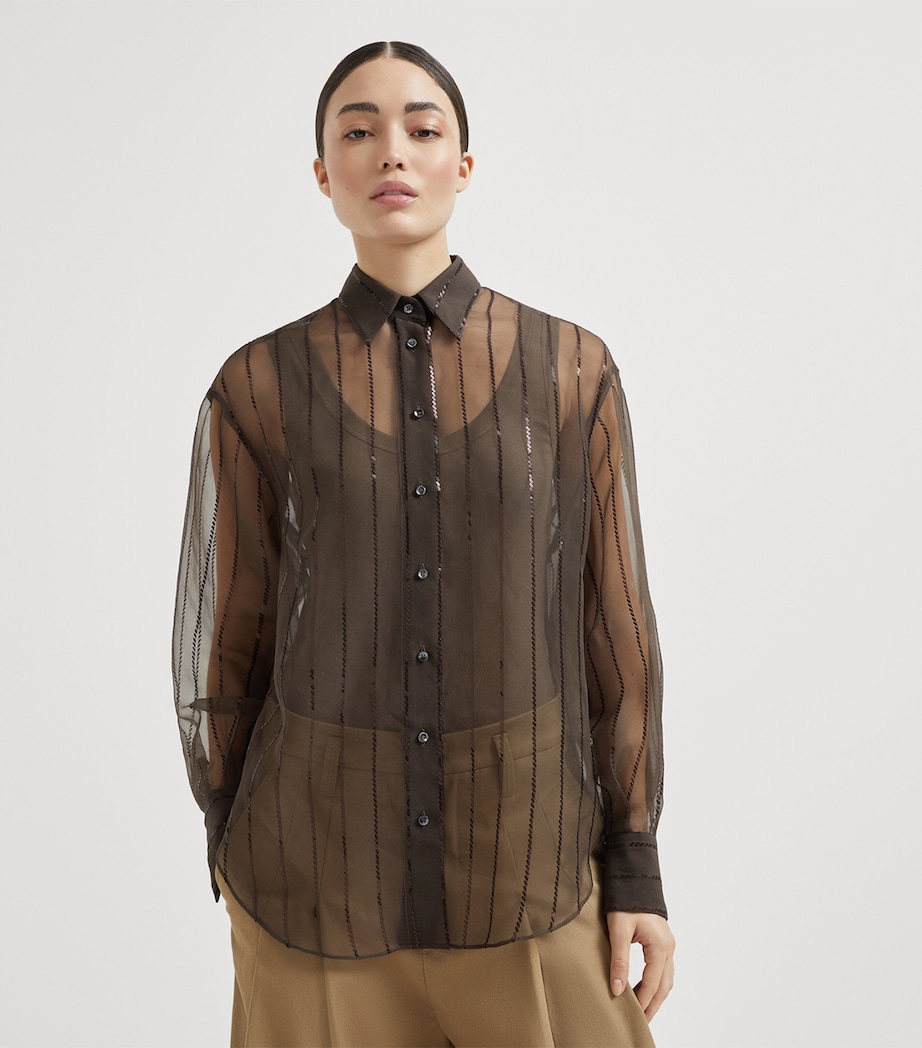 Silk Sequin-Stripe Shirt C4222 Image 2