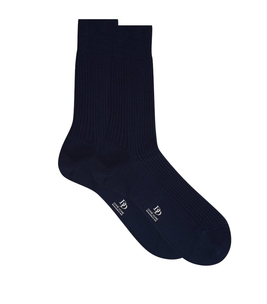 Ribbed Cotton Socks BLUE Image 1