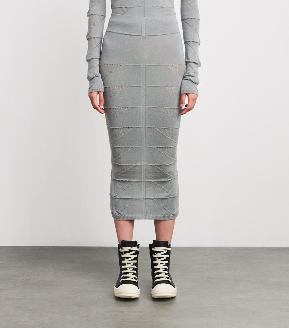 Virgin Wool Midi Skirt 06 WASHED INDIGO Image 3