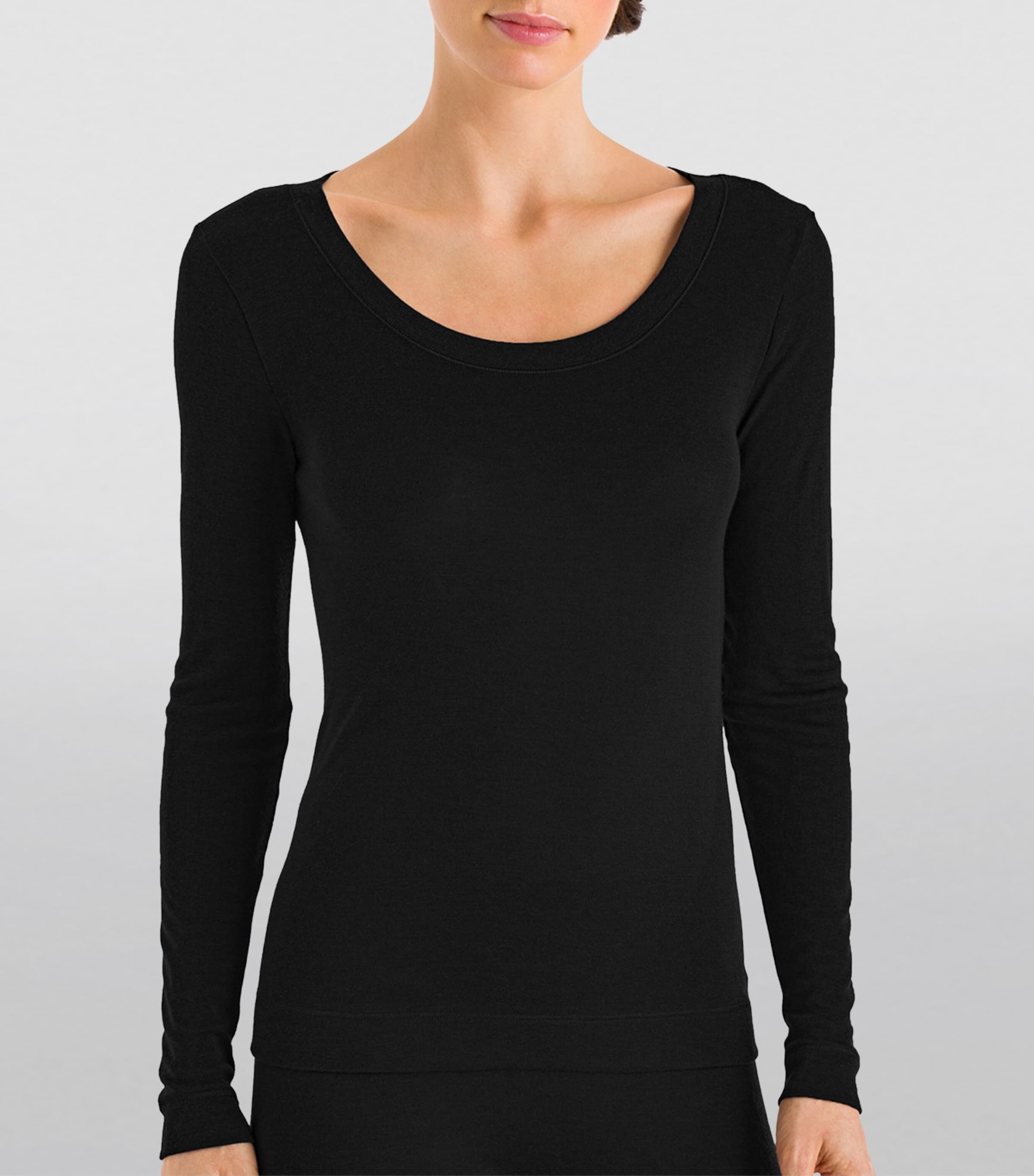 Silk-Cashmere Long-Sleeve Top BLACK Image 4