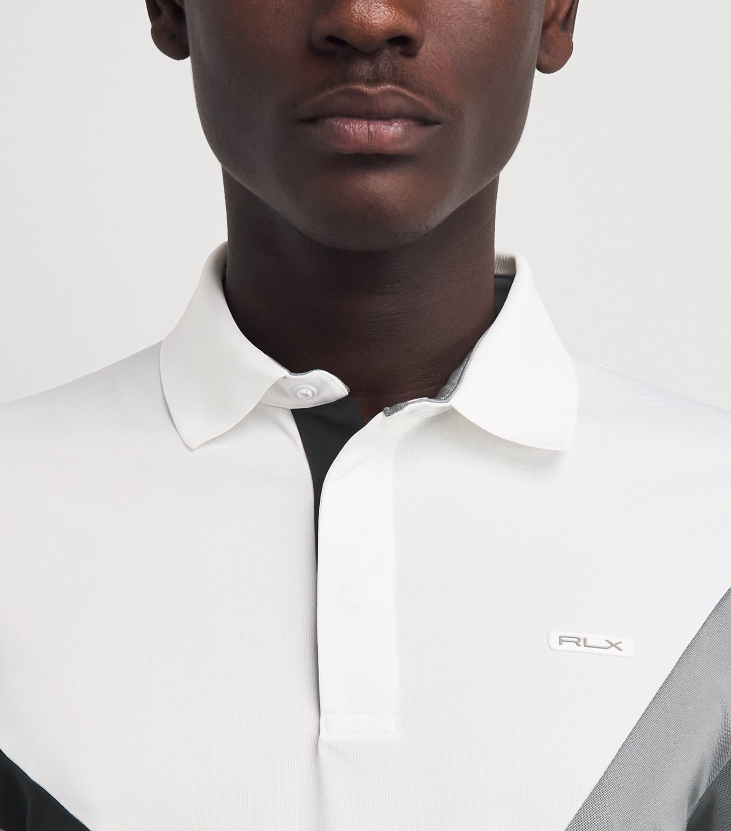 RLX Ralph Lauren Mens Colour-Block Polo Shirt Peak Grey Multi Image 3