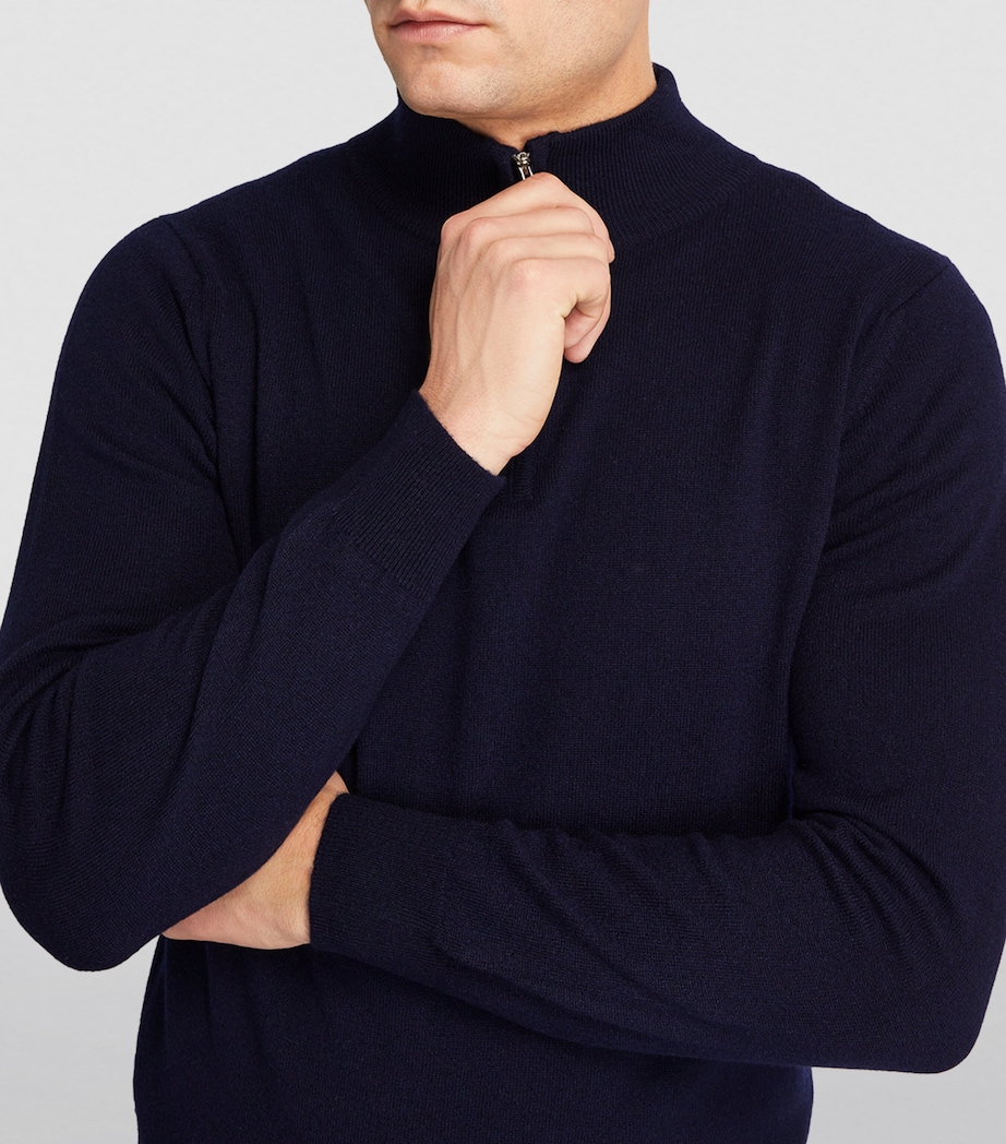 Cashmere Zip-Up Sweater NAVY Image 6