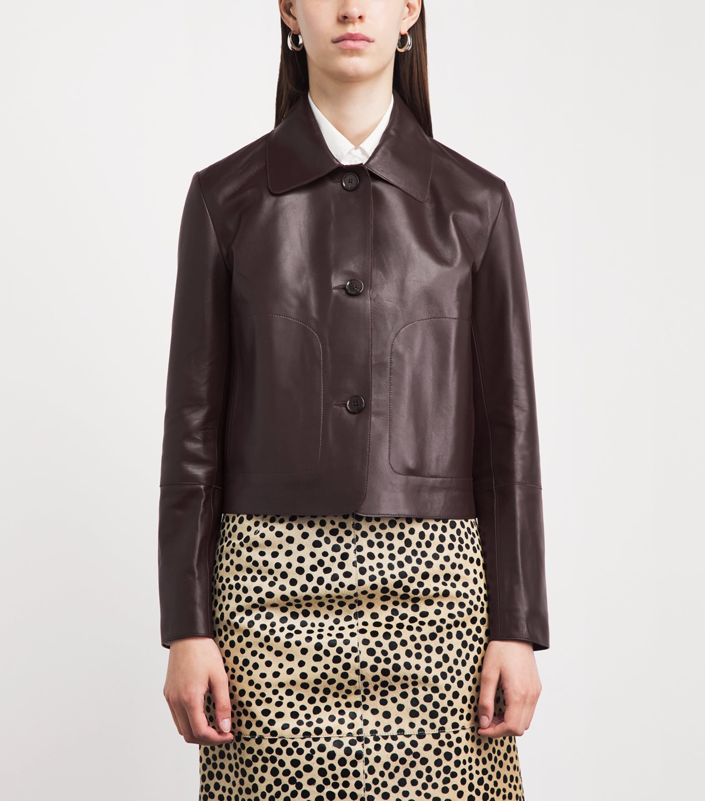 Arma Womens Kaylee Leather Jacket Marrone Image 4