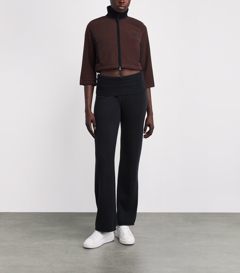 Fleece Zip-Up Cropped Sweatshirt COCOA Image 2