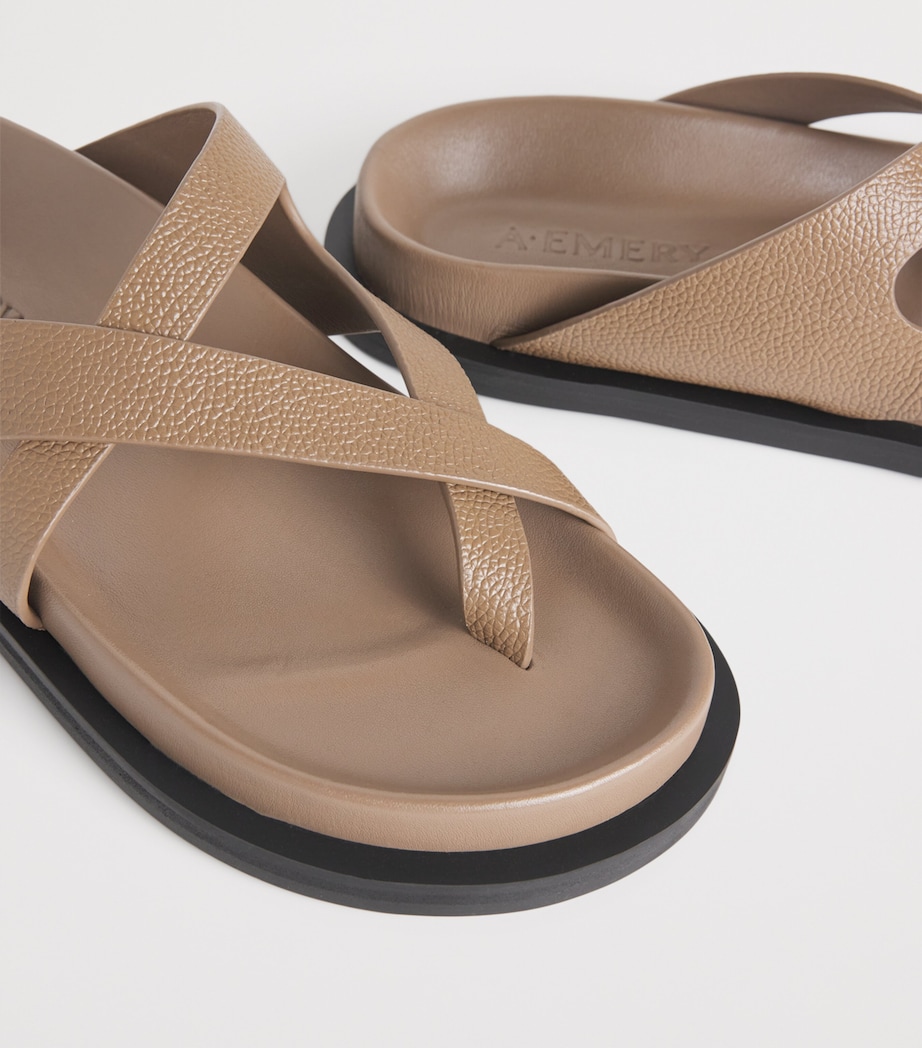 Leather Claude Sandals CARIBOU PEBBLE Image 7