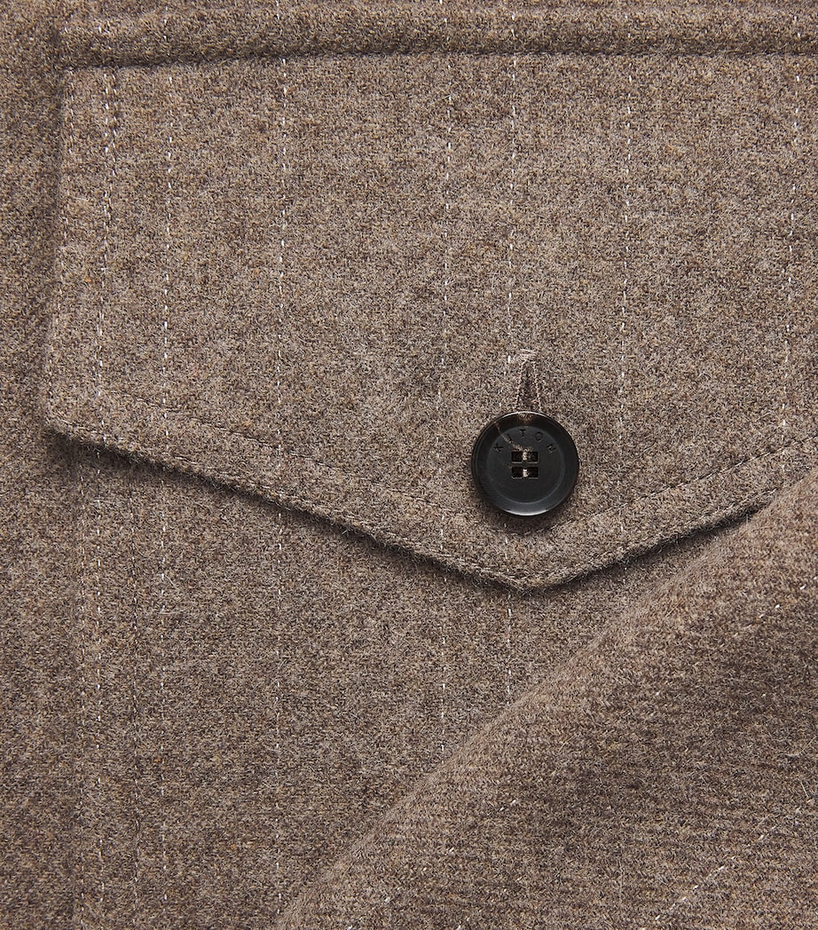 Kiton Womens Virgin Wool-Cashmere Overshirt Light Brown Stripe Image 6