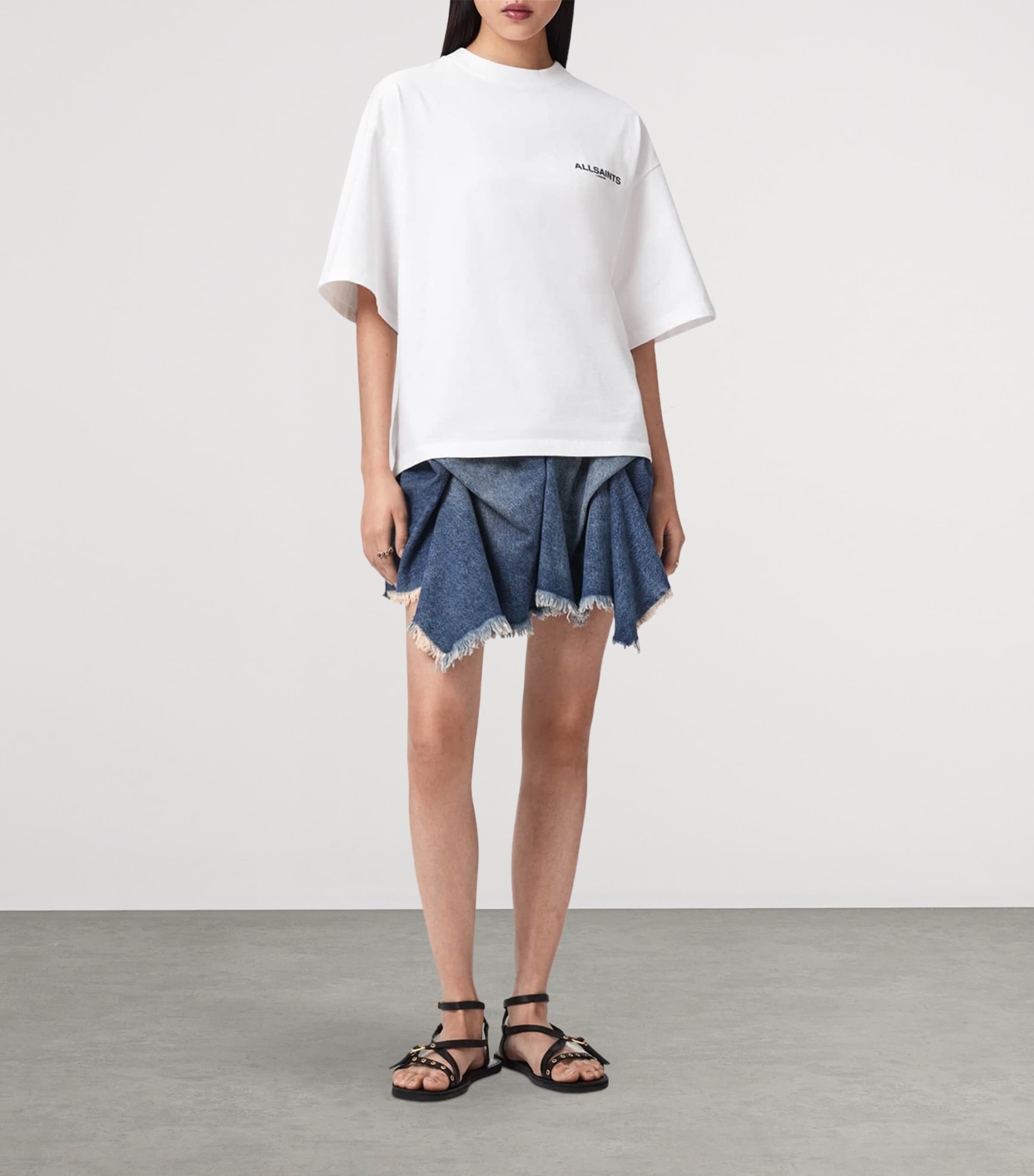 AllSaints Womens Organic Cotton Halis Amelie T-Shirt Optic White Image 2