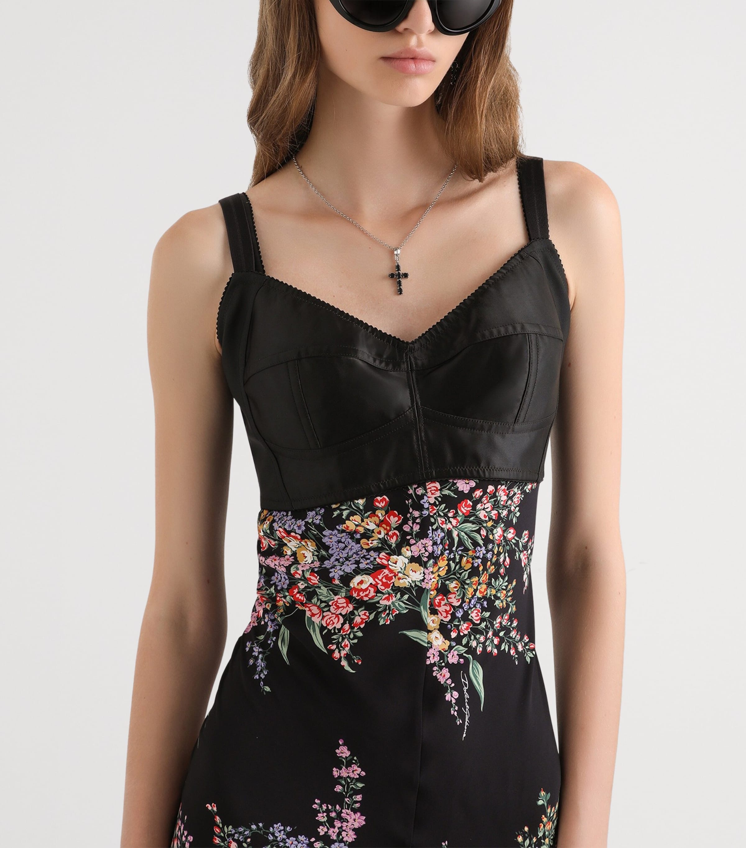 Dolce&Gabbana Womens Silk-Blend Floral Maxi Dress Mazz Image 4