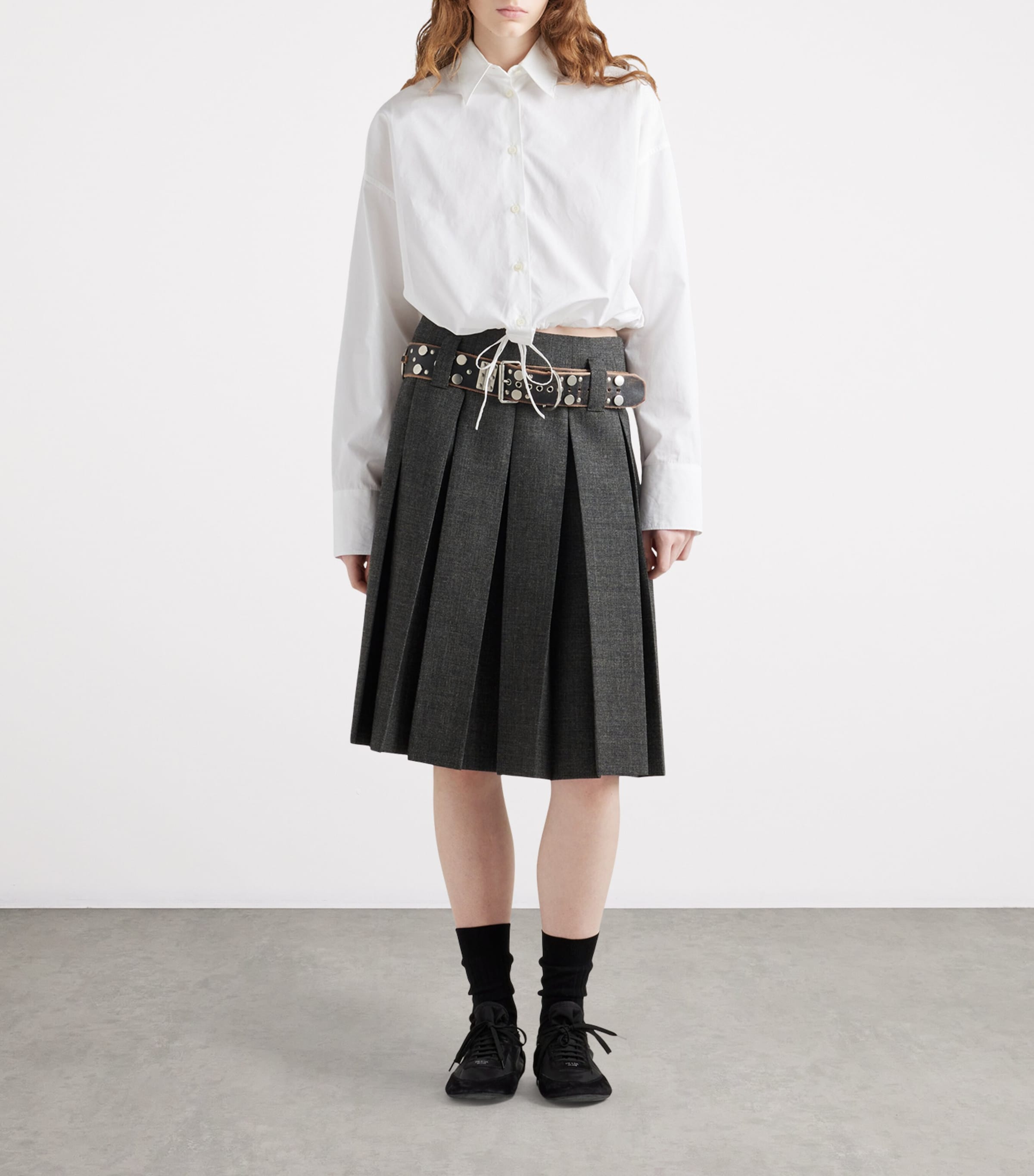 Prada Womens Cotton Poplin Cropped Shirt Image 2