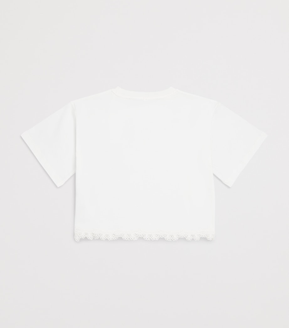 Stella McCartney Kids Cotton Lace-Trim T-Shirt (3-14 Years) Ivory Image 2