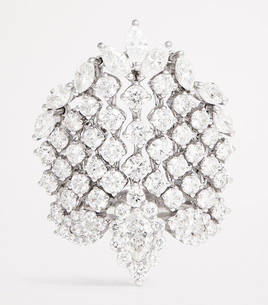 Yeprem White Gold and Diamond Cluster Ring White Gold Image 4