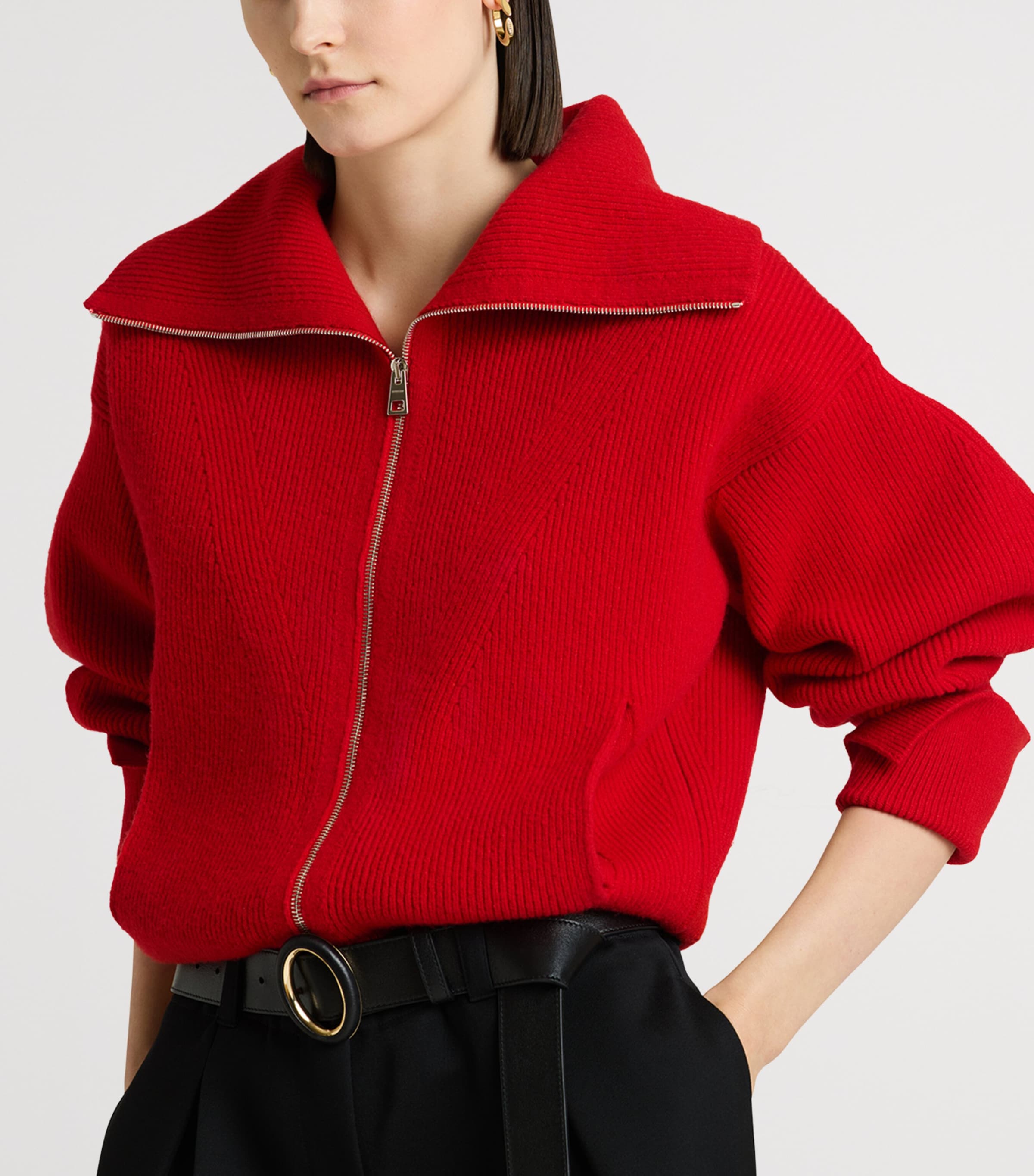 Givenchy Womens Wool-Blend Zip-Up Cardigan Image 3