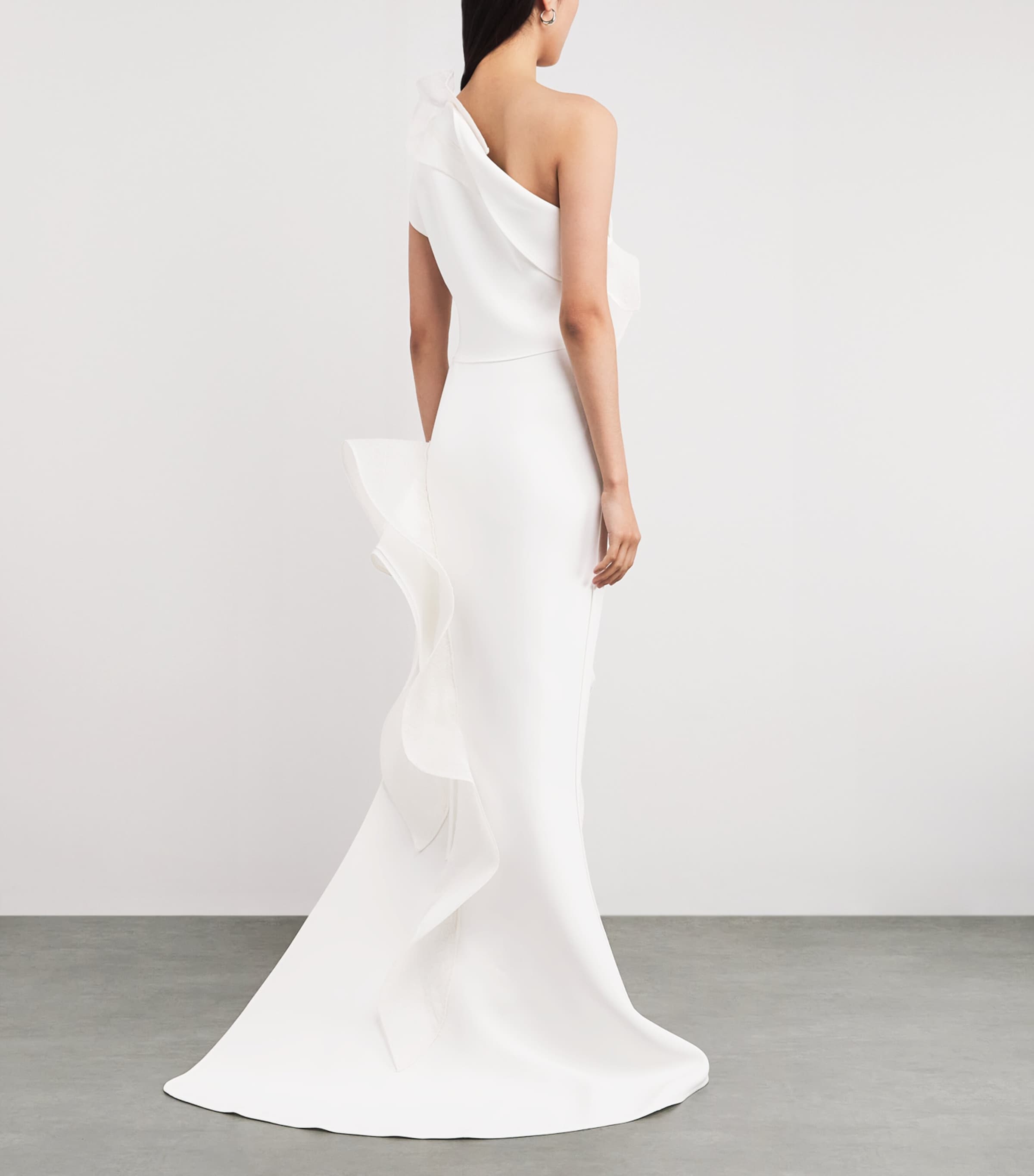 Ruffle-Trim Excitement Gown WHITE / EMBOSS Image 3