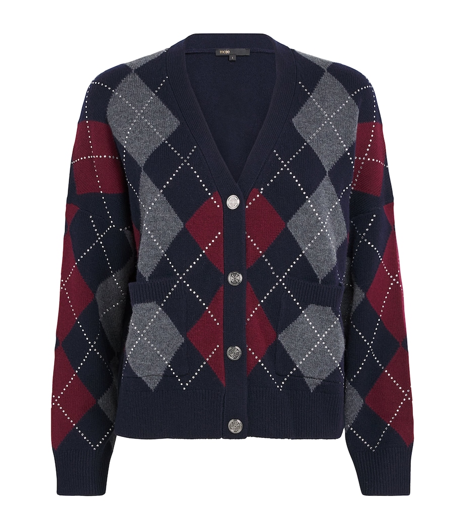 Wool Argyle Cardigan NAVY Image 1