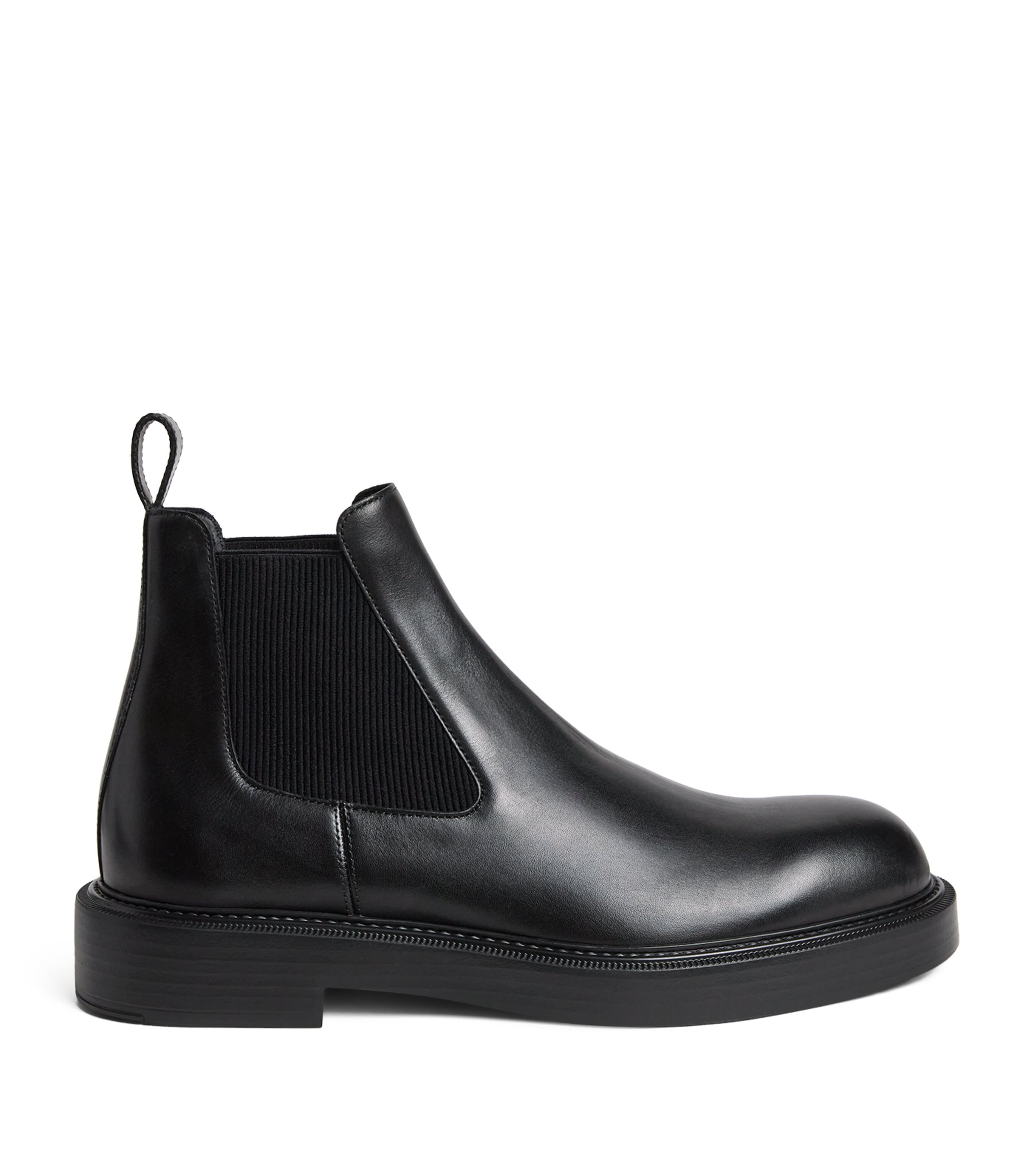 Emporio Armani Black Leather Chelsea Boots | Harrods US