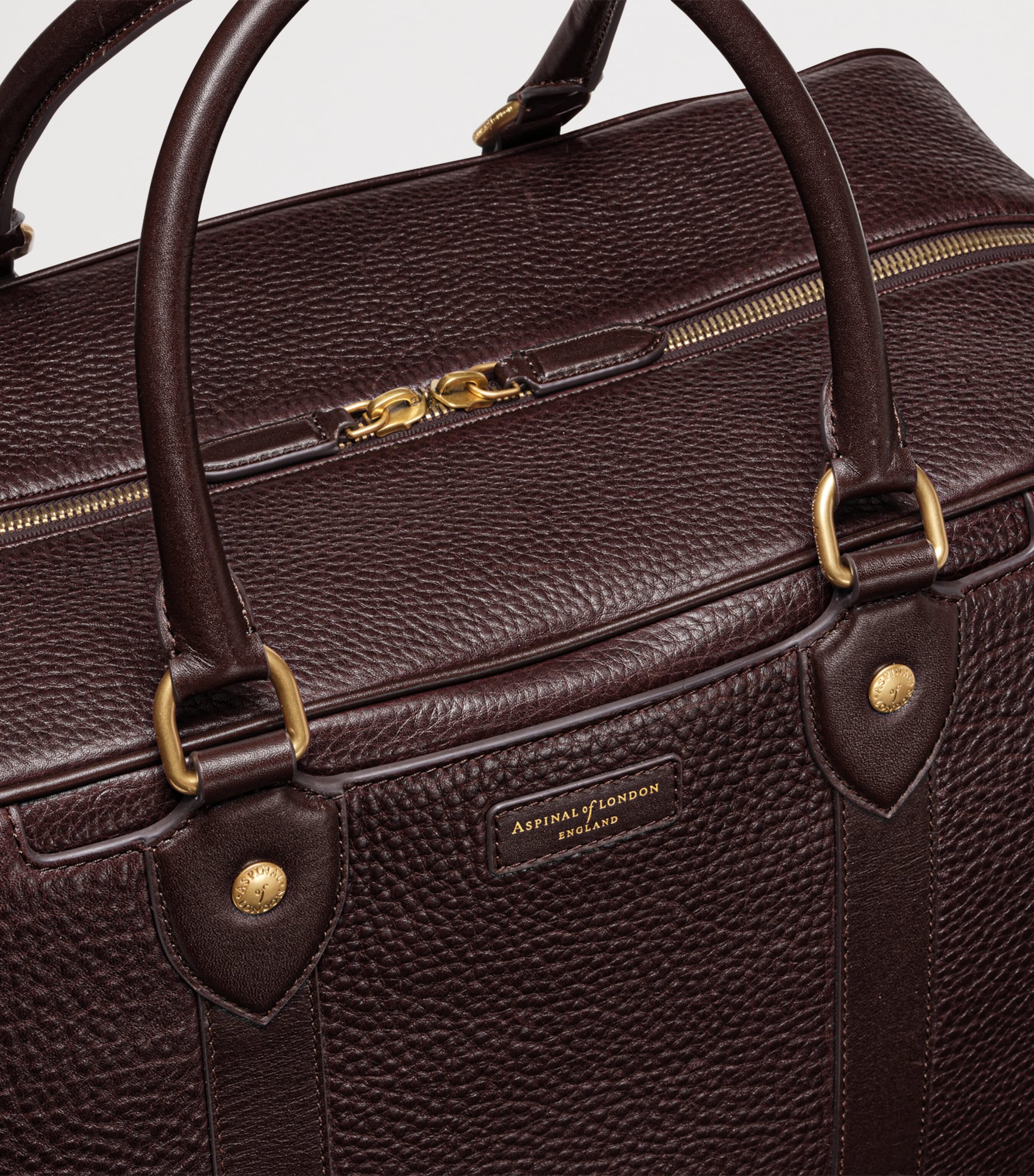 Aspinal Of London Grained Leather 36-Hour Holdall Conker Image 7