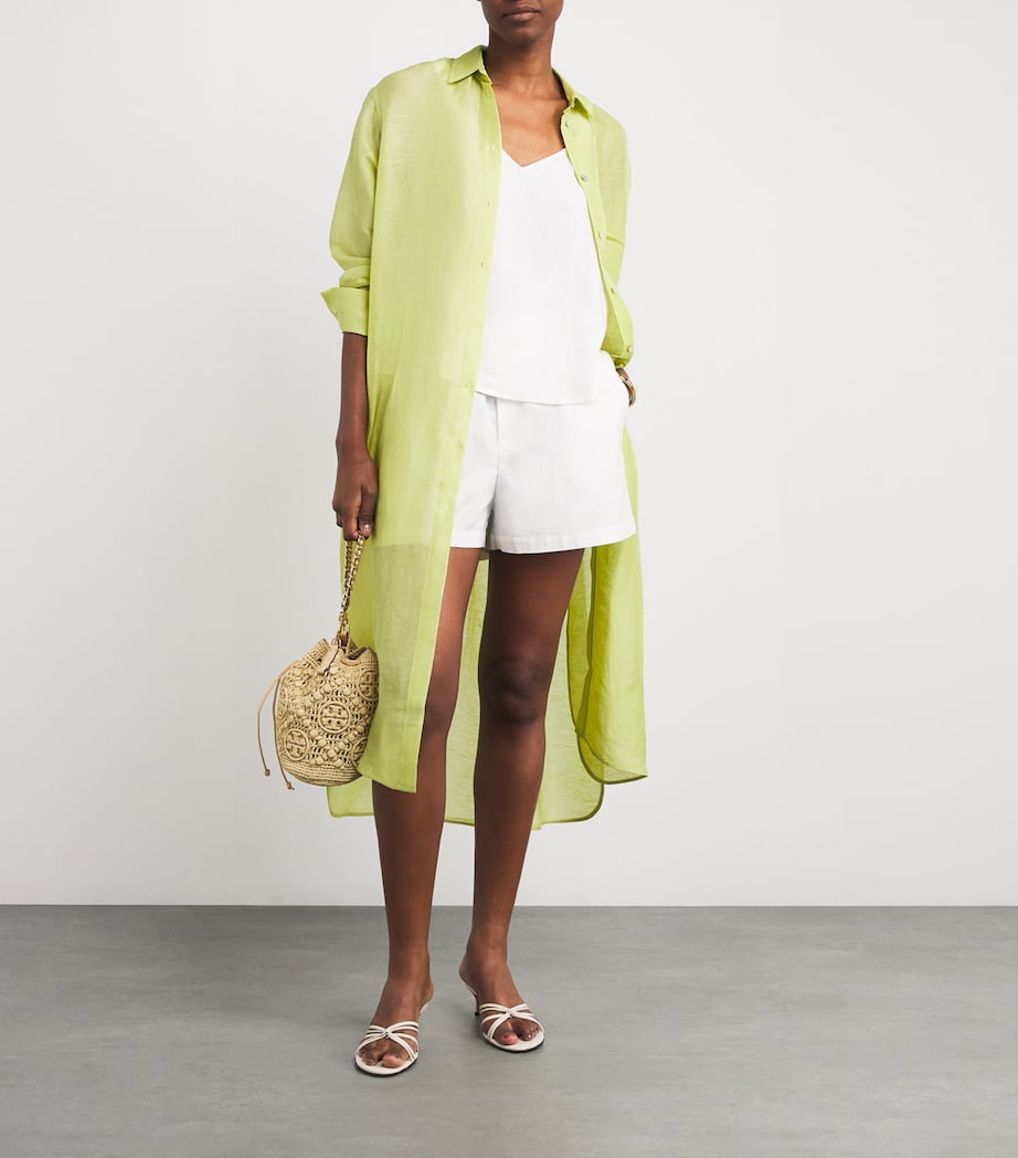 Silk-Linen Phoebe Midi Shirt Dress CELERY Image 2