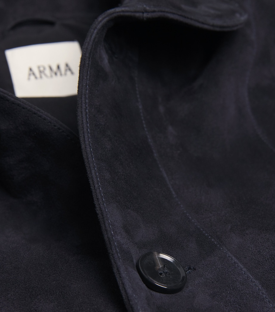 Arma Mens Lamb Suede Plato Jacket Dark Navy Image 6