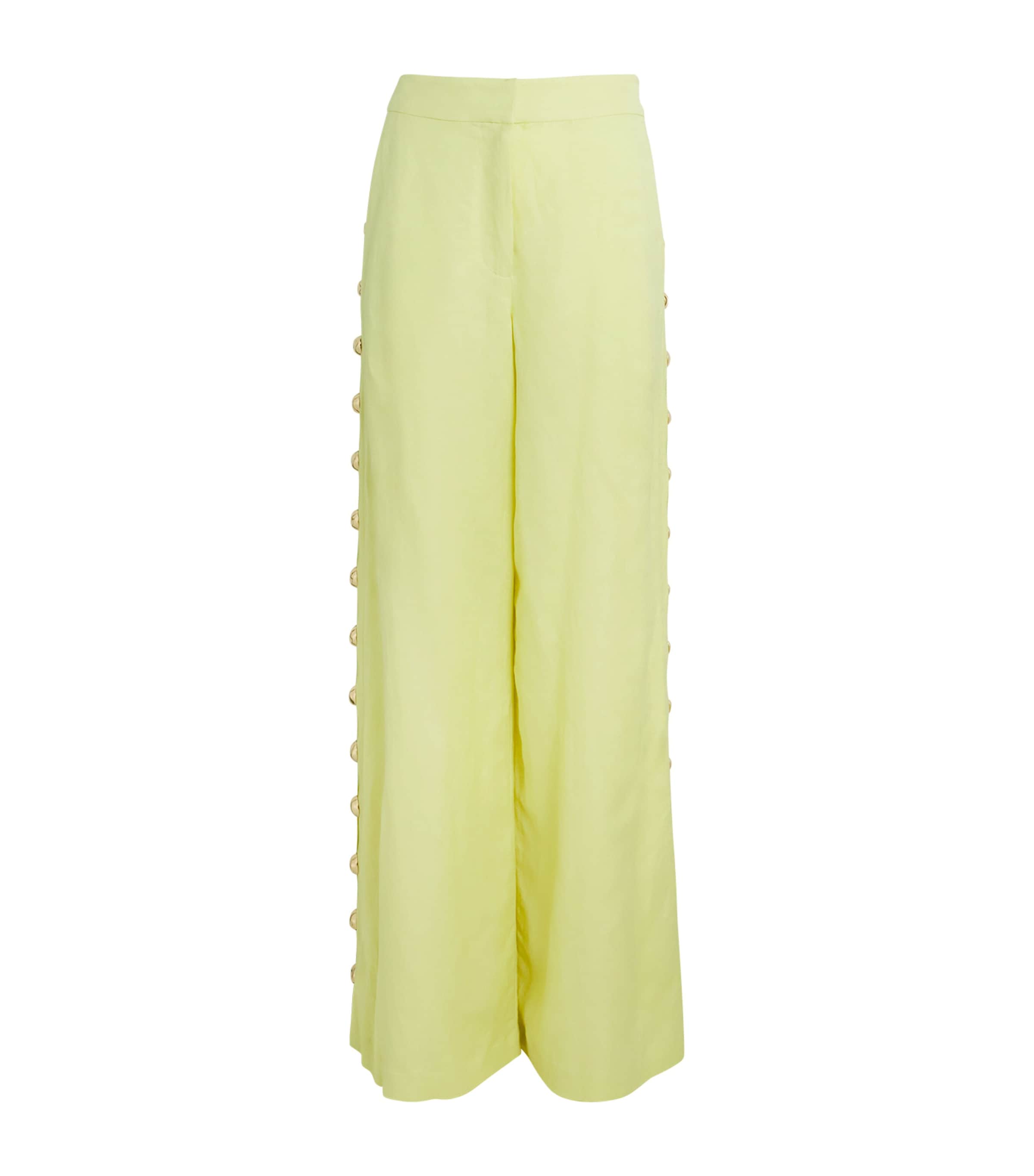 Linen-Blend Studded Trousers CELADON Image 1