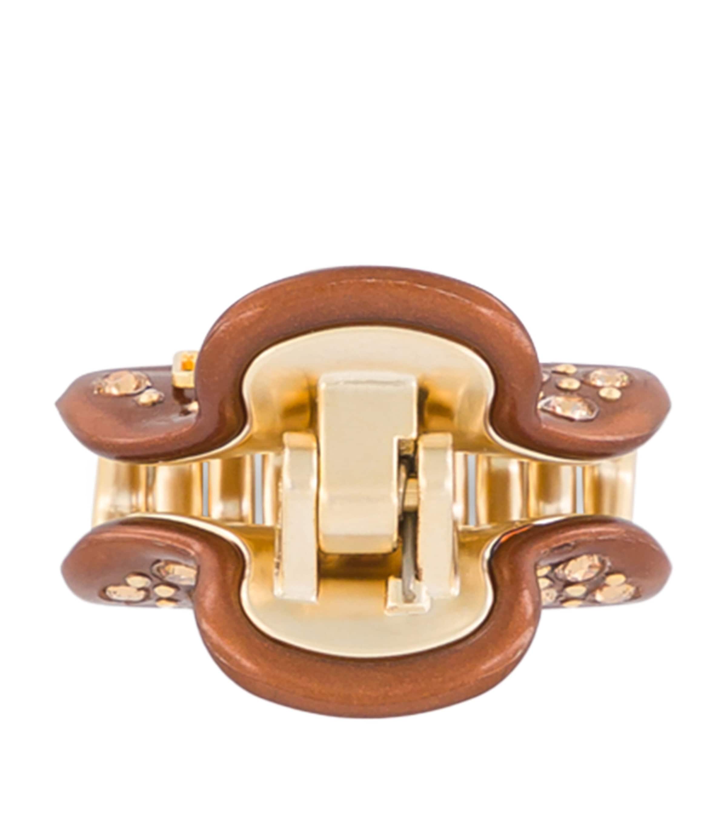 Gold-Plated Crystal-Embellished Claw Hair Clip X4- PAIL BRUN/OR Image 3