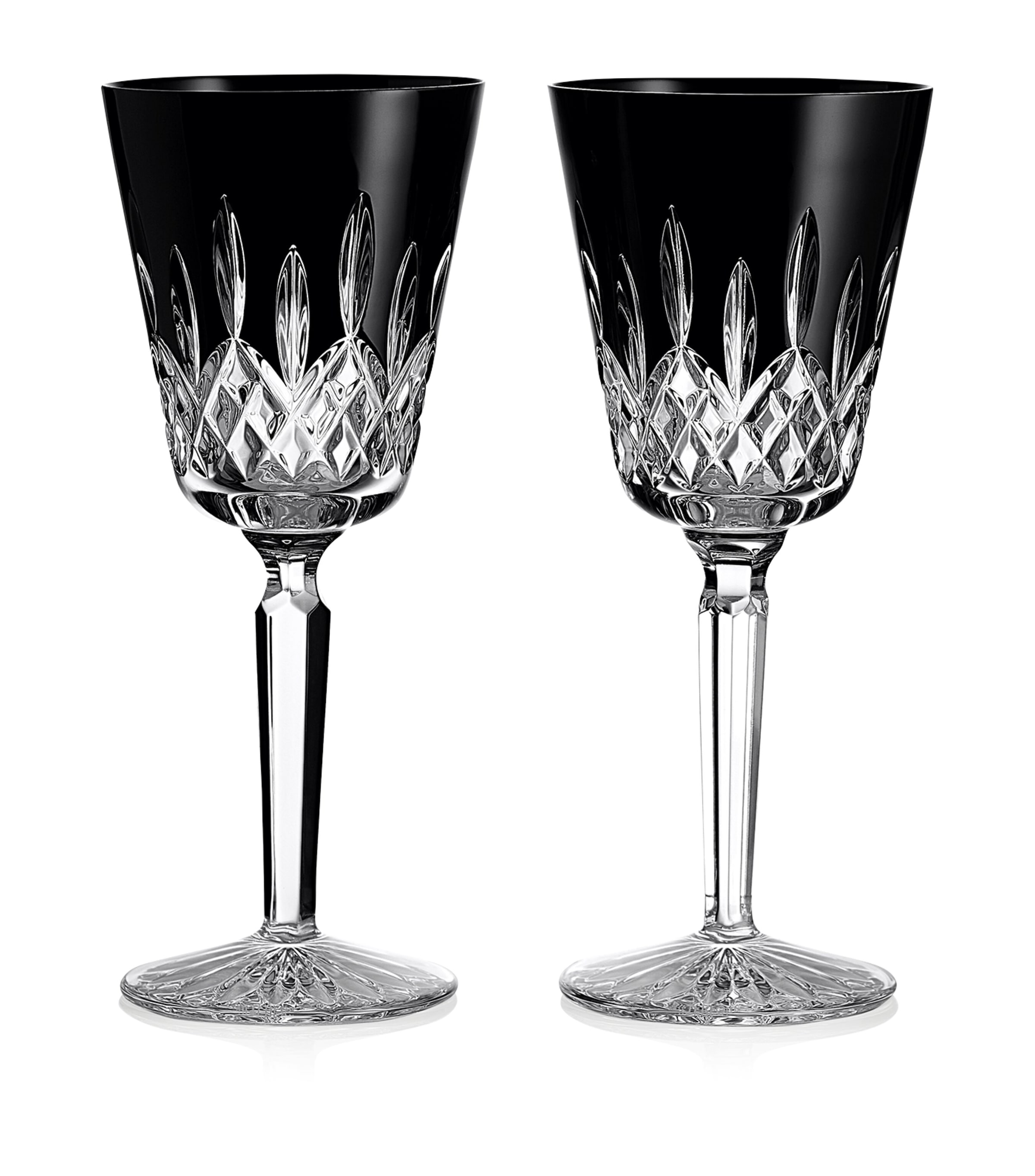 Waterford Set Of 2 Medium Lismore Black Goblet Glasses In Black