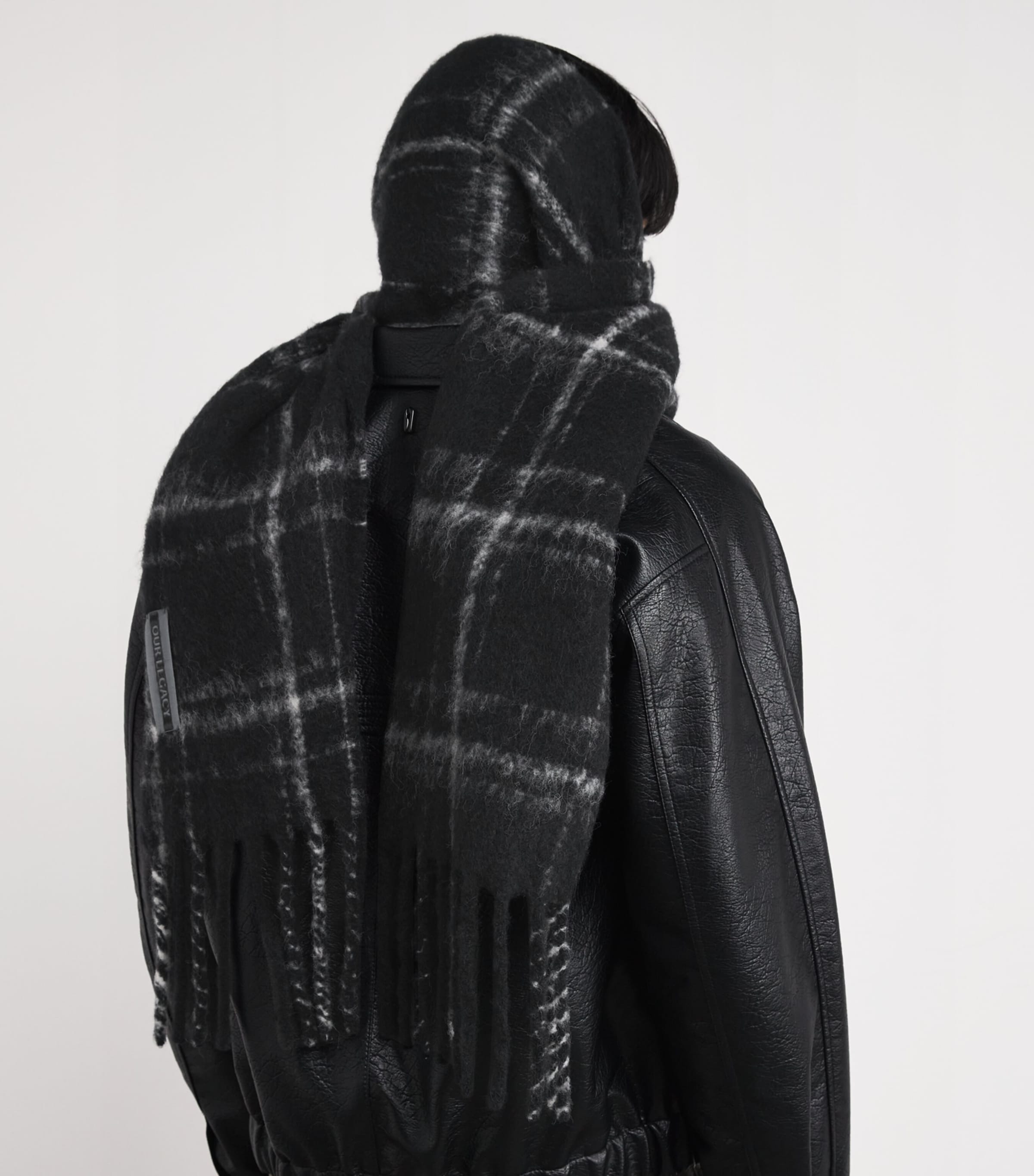 Our Legacy Black Wool-Blend Check Estate Scarf | Harrods UK