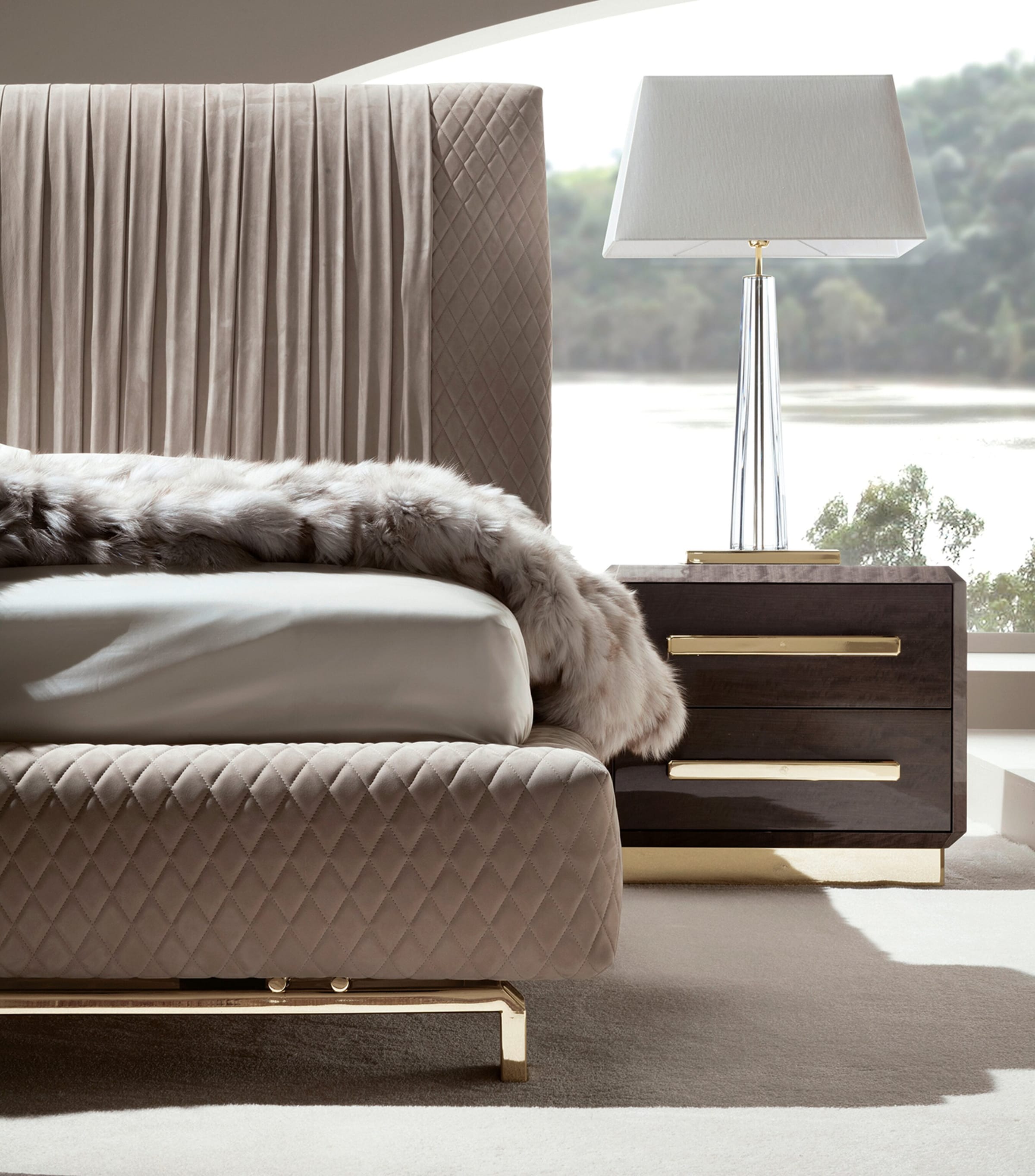Giorgio Collection Infinity Bedside Table Mahogany And Gold Image 2