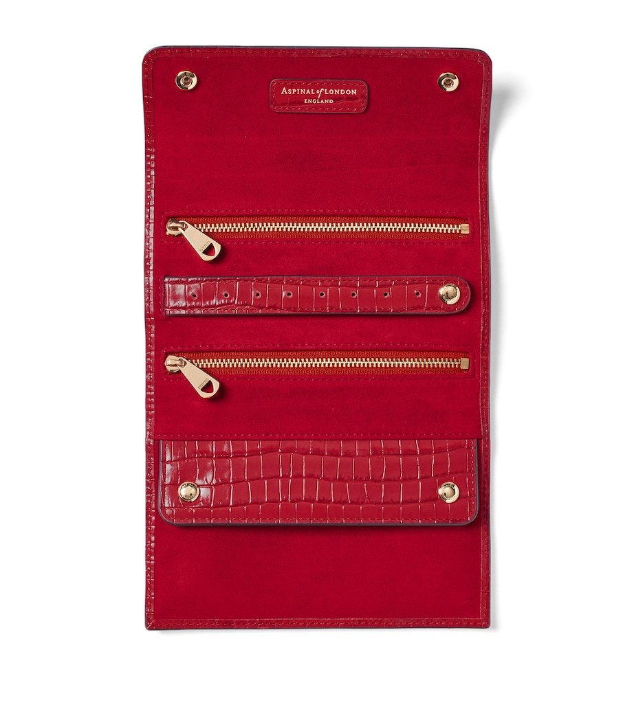 Aspinal Of London Leather Jewellery Roll Red Image 5