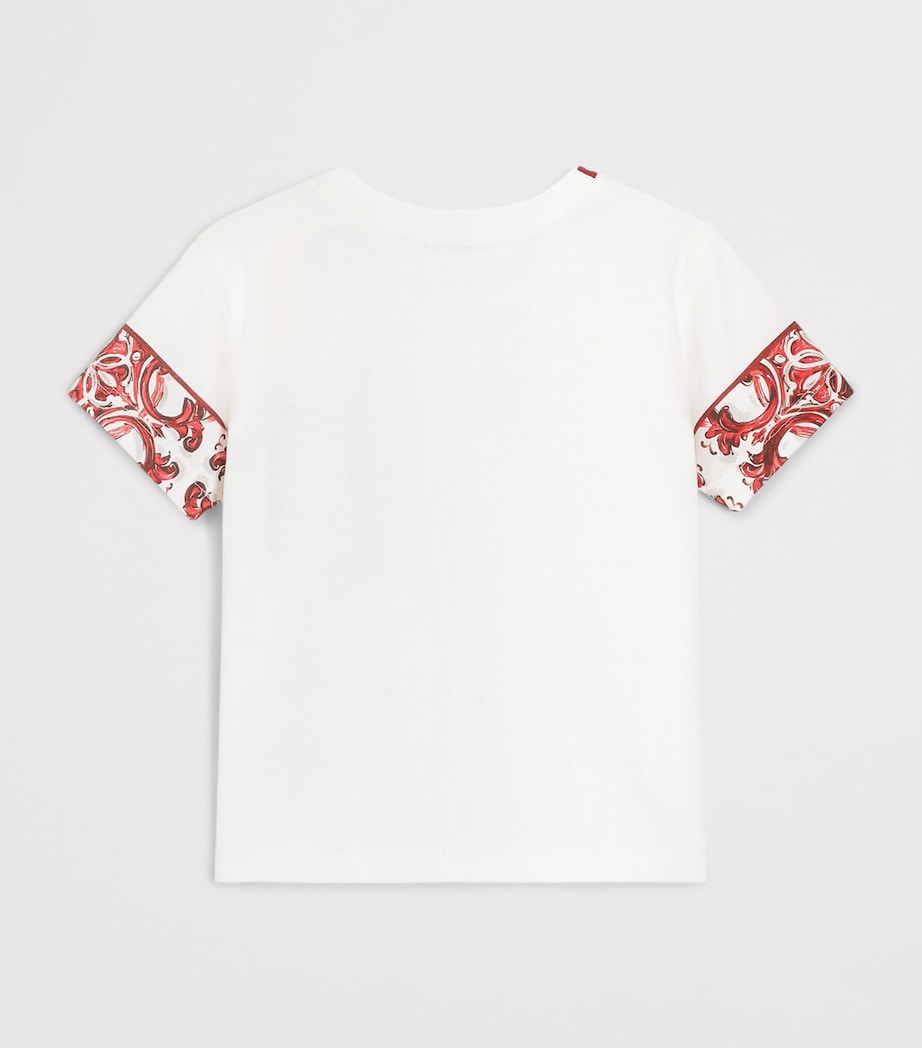 Dolce&Gabbana Kids Cotton Majolica Print T-Shirt (3-30 Months) White Image 2