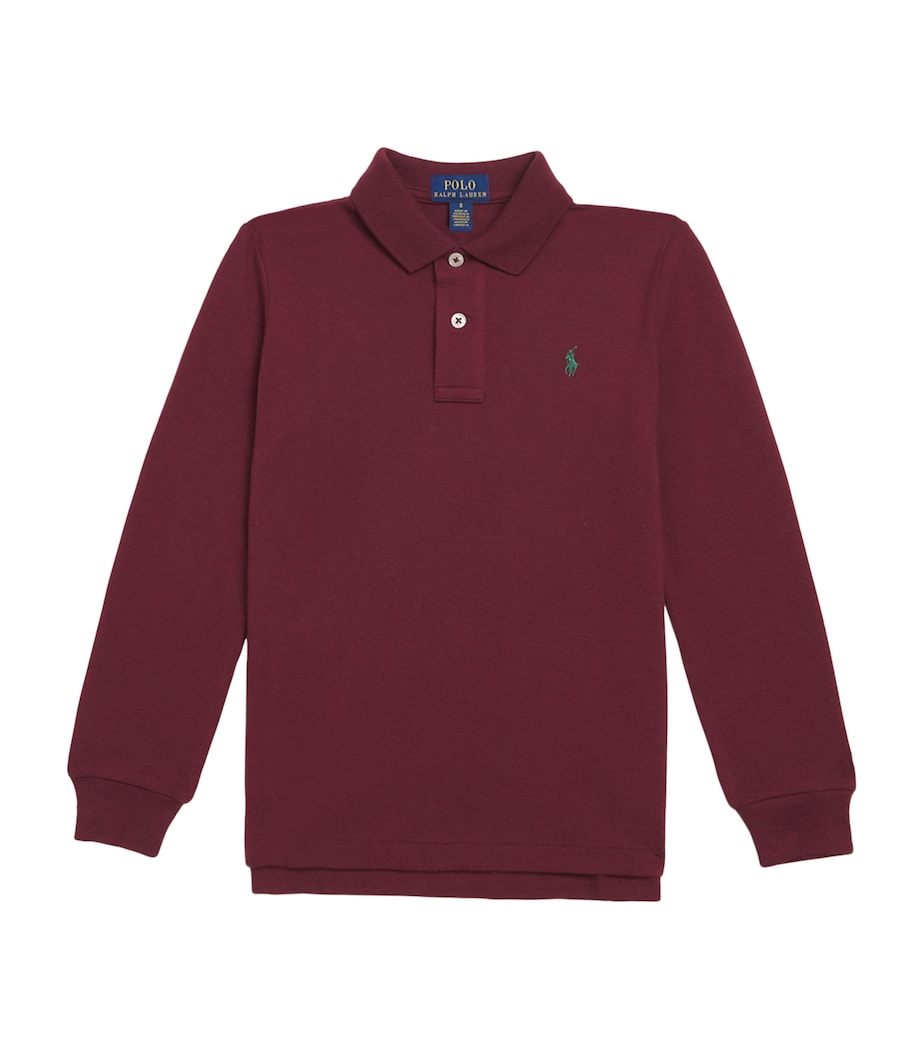 Cotton Long-Sleeve Polo Shirt (2-7 Years) WINE Image 1
